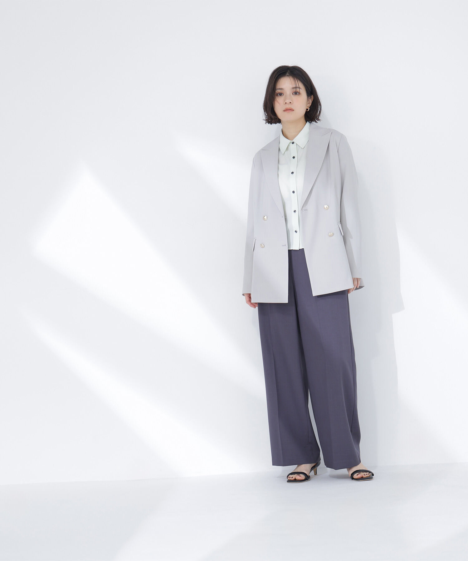  「リネンライクダブルブレストボクシージャケット」|ブルゾン・スタジャン|