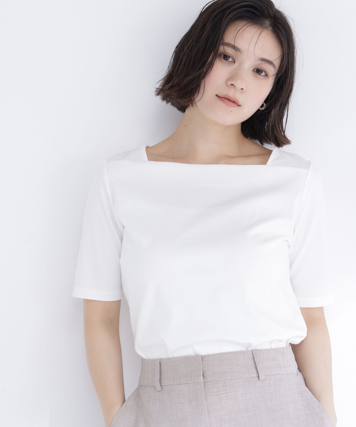  「ベーシックTシャツ スクエアネック」|Tシャツ・カットソー|