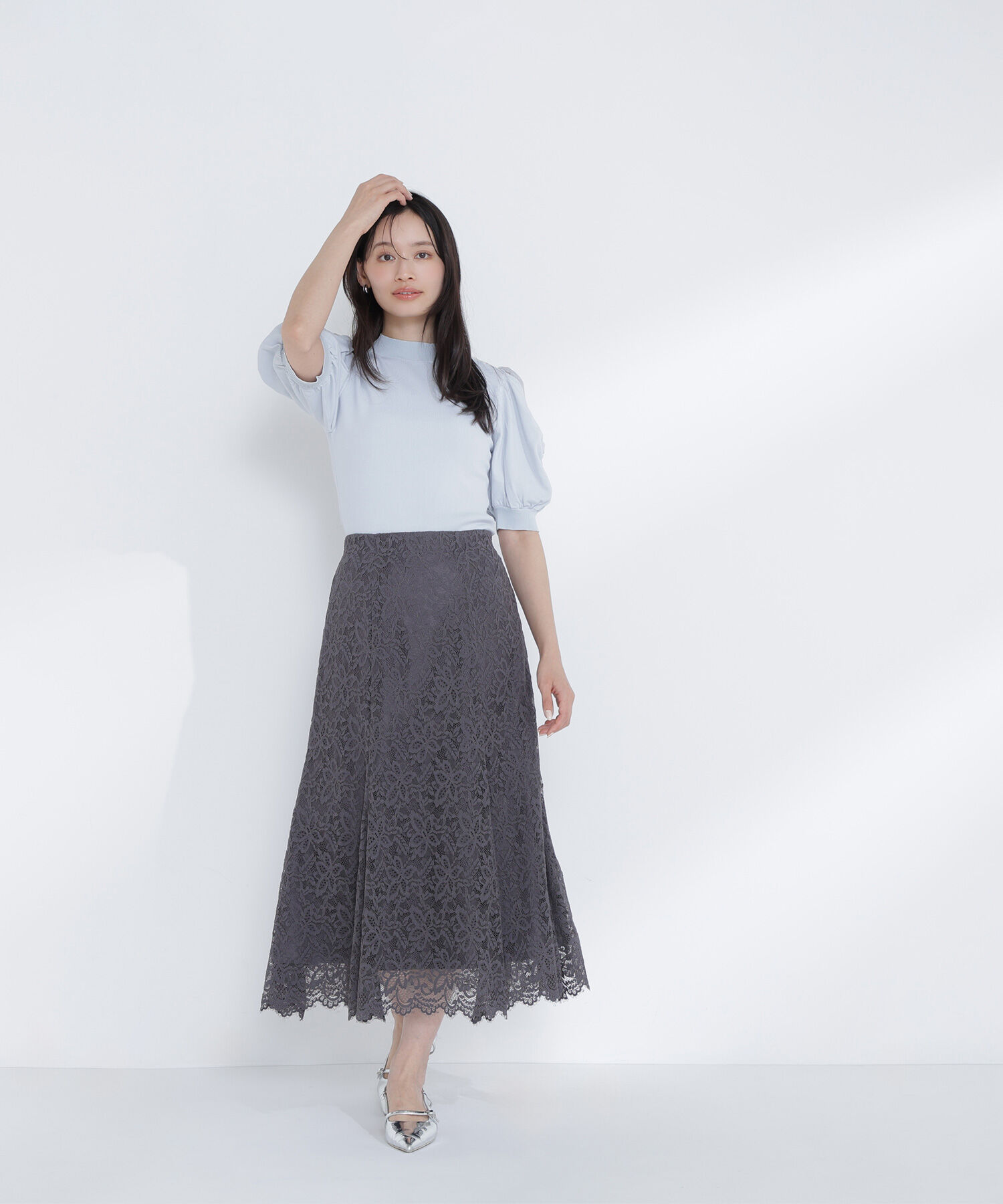  「レースマーメイドスカート」|スカート|チャコール1