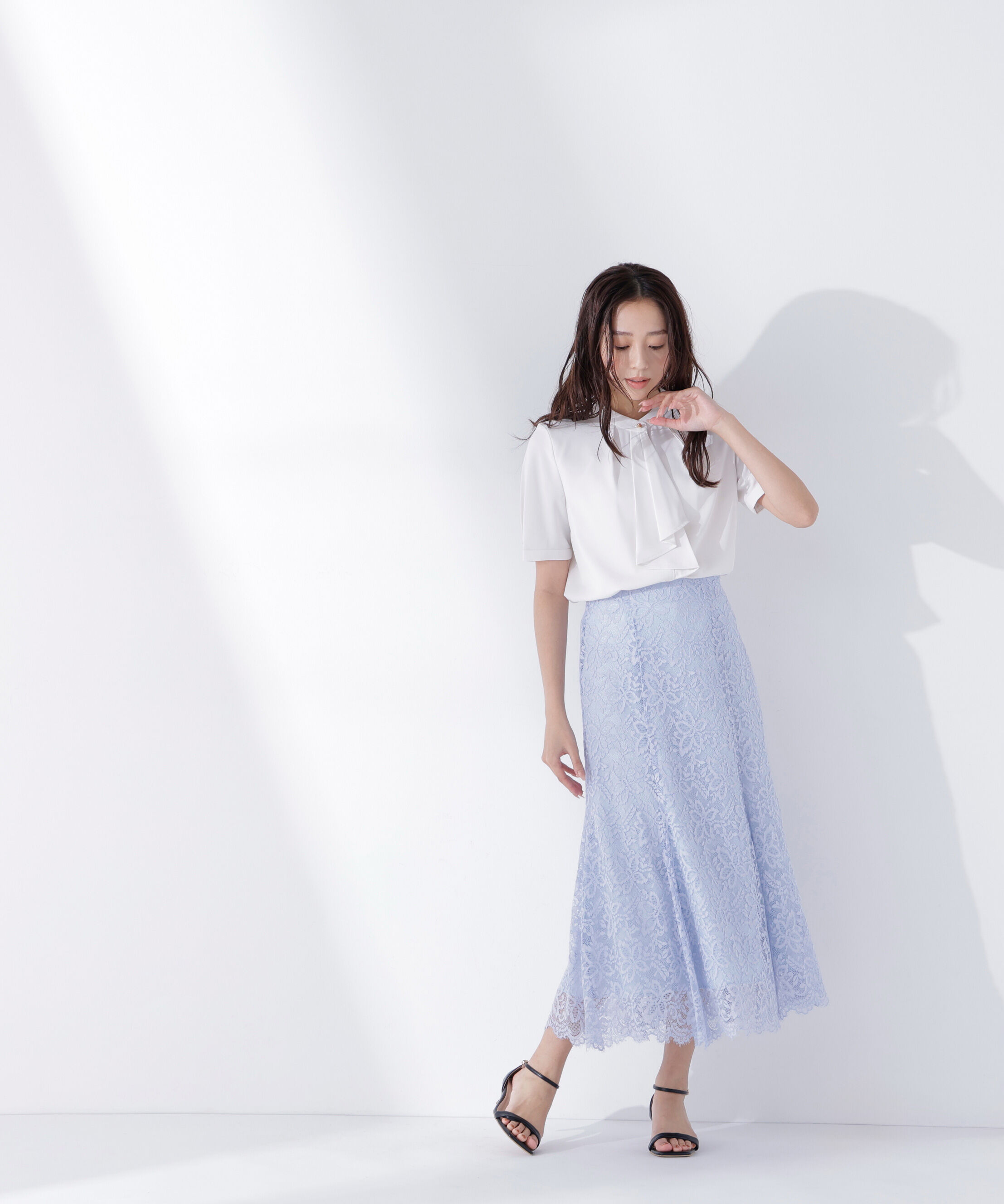  「レースマーメイドスカート」|スカート|ライトブルー