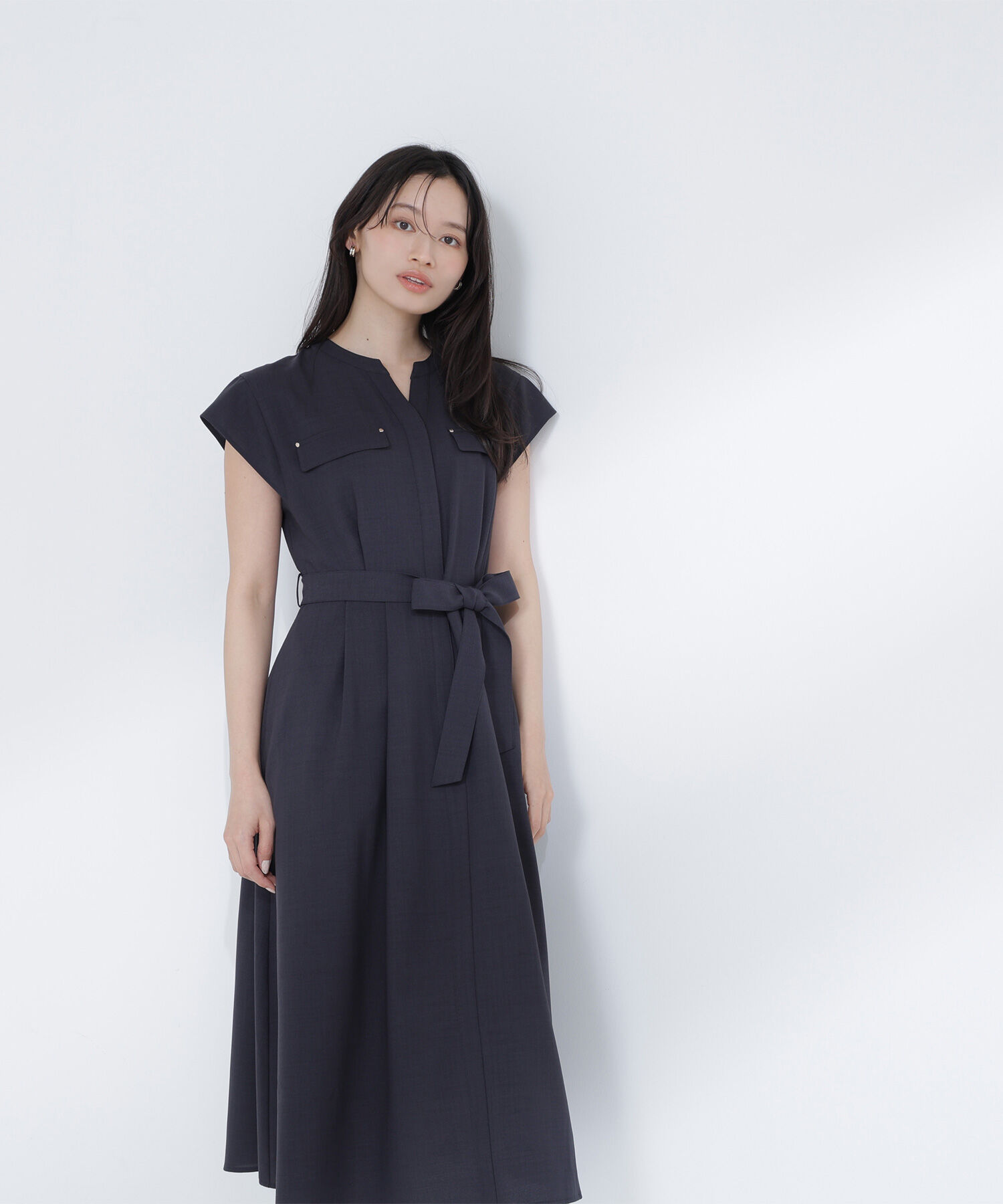  「スキッパーポケットシャツワンピース」|ワンピース|