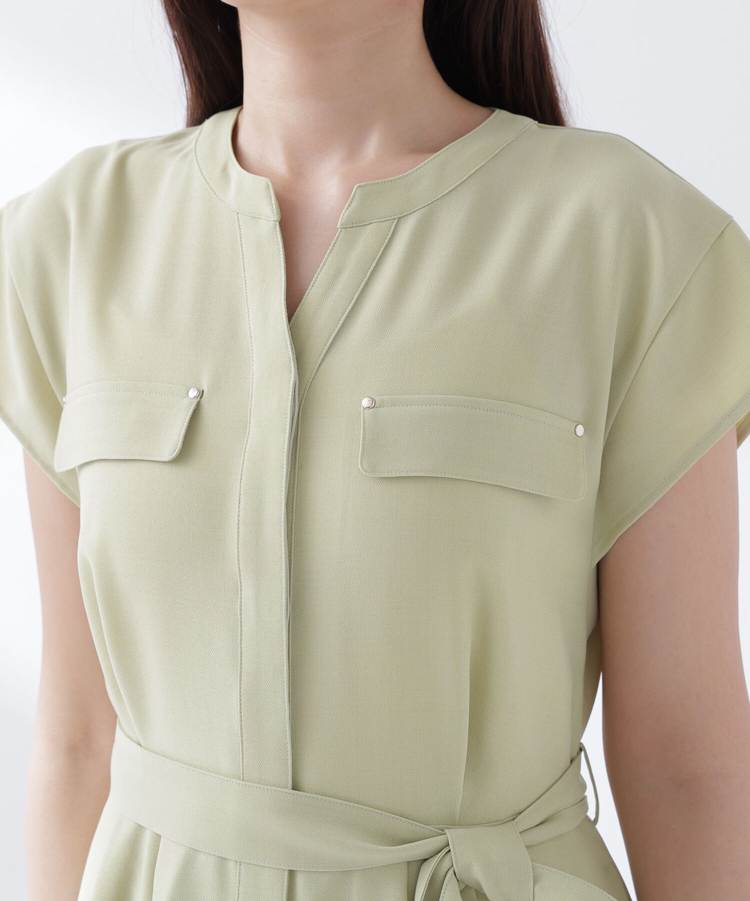  「スキッパーポケットシャツワンピース」|ワンピース|