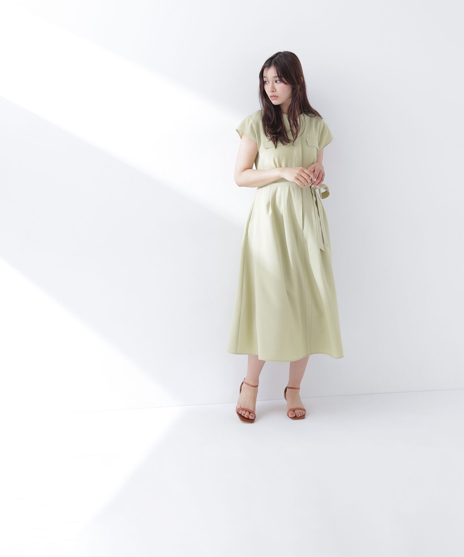  「スキッパーポケットシャツワンピース」|ワンピース|