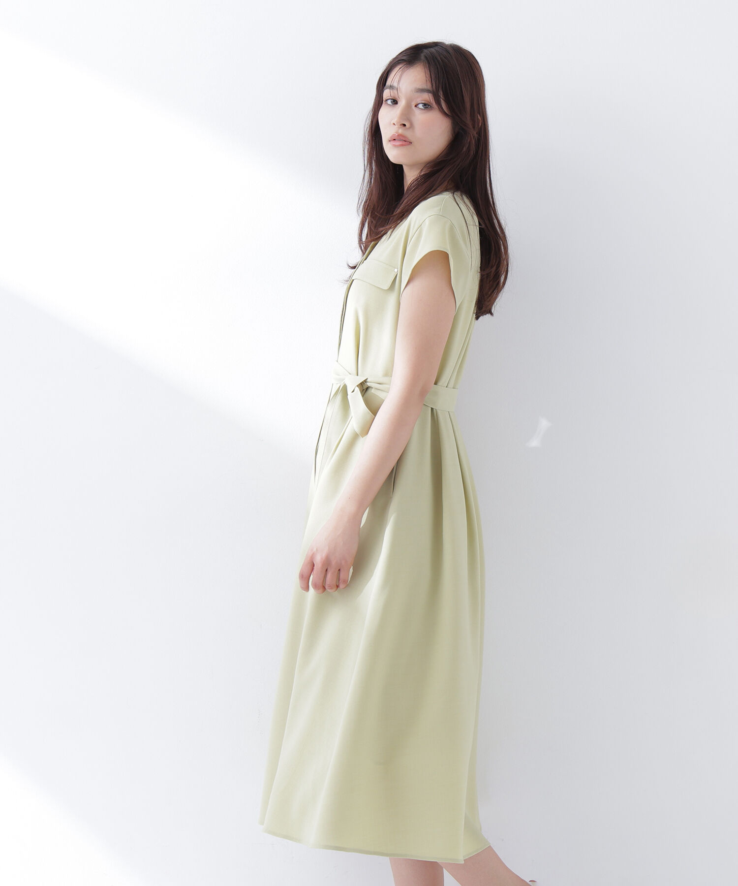  「スキッパーポケットシャツワンピース」|ワンピース|