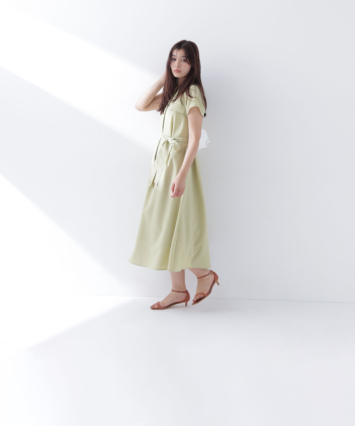  「スキッパーポケットシャツワンピース」|ワンピース|