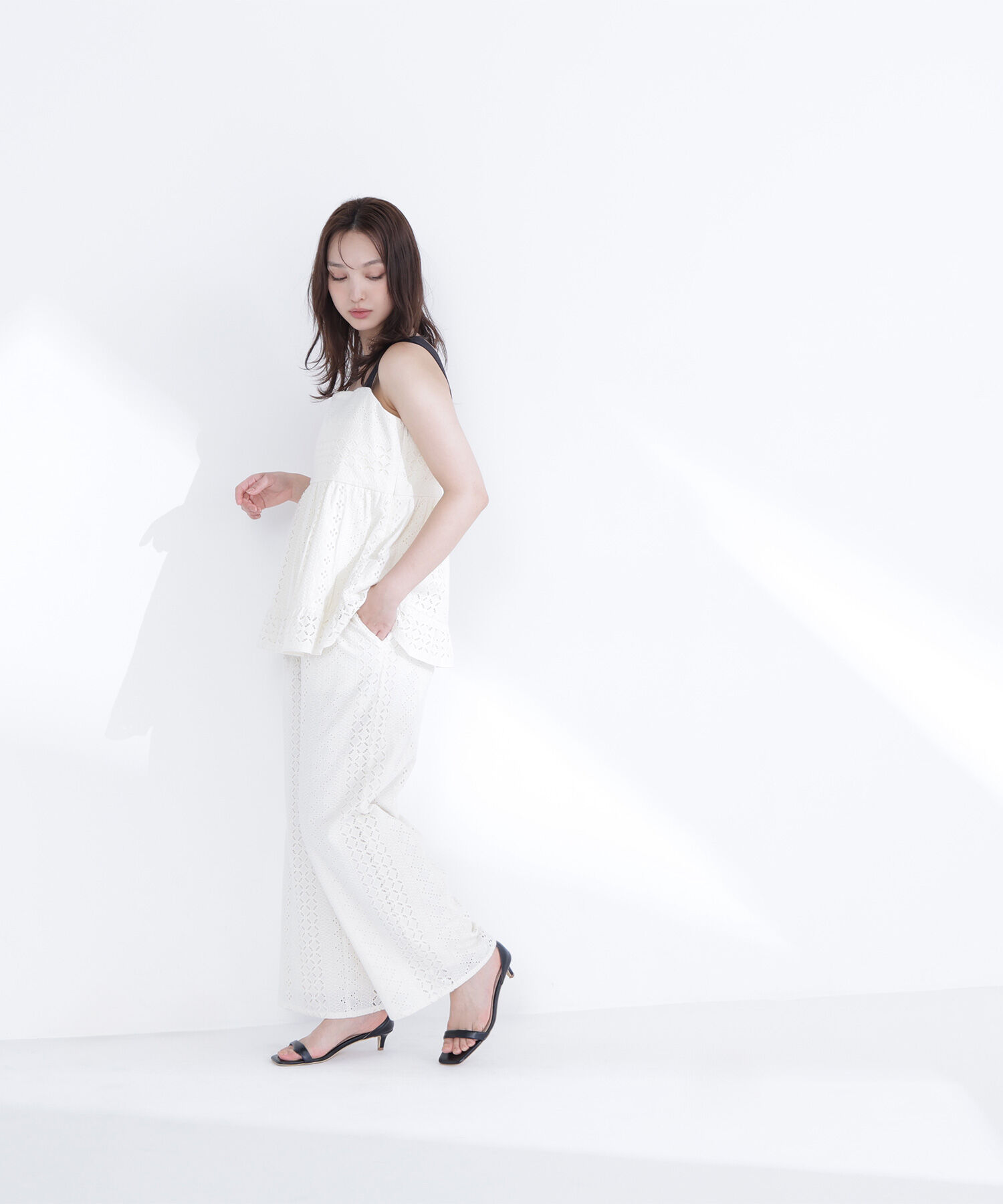  「パッチワークレース SETUP ストレートパンツ」|その他|