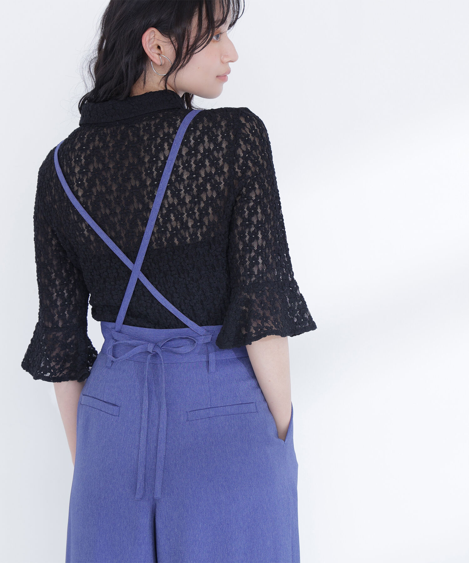  「シャツカラーレースカットソー」|Tシャツ・カットソー|