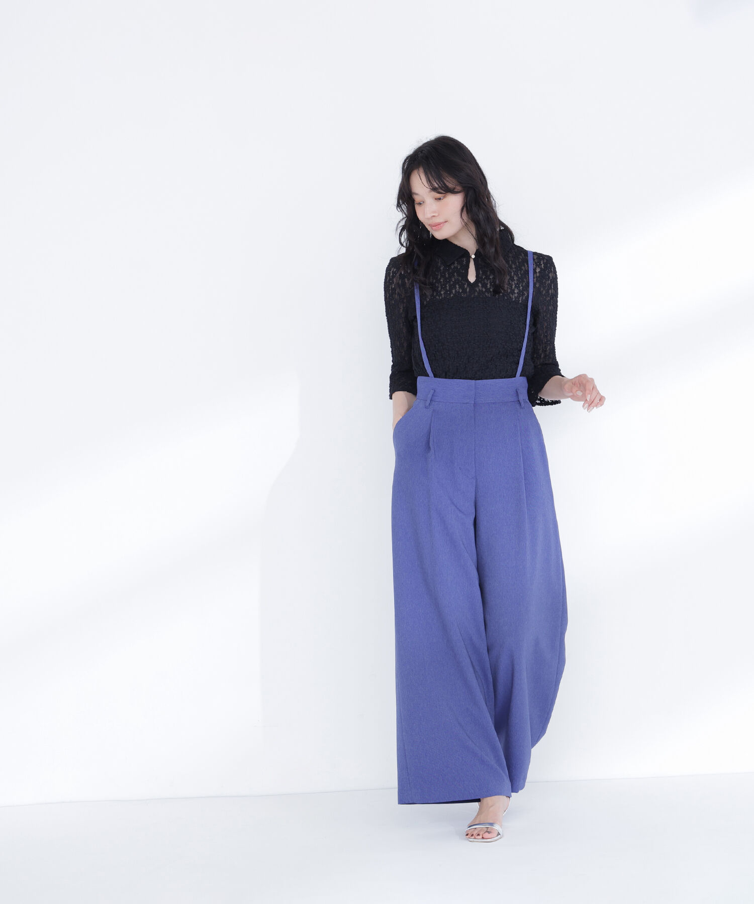  「シャツカラーレースカットソー」|Tシャツ・カットソー|