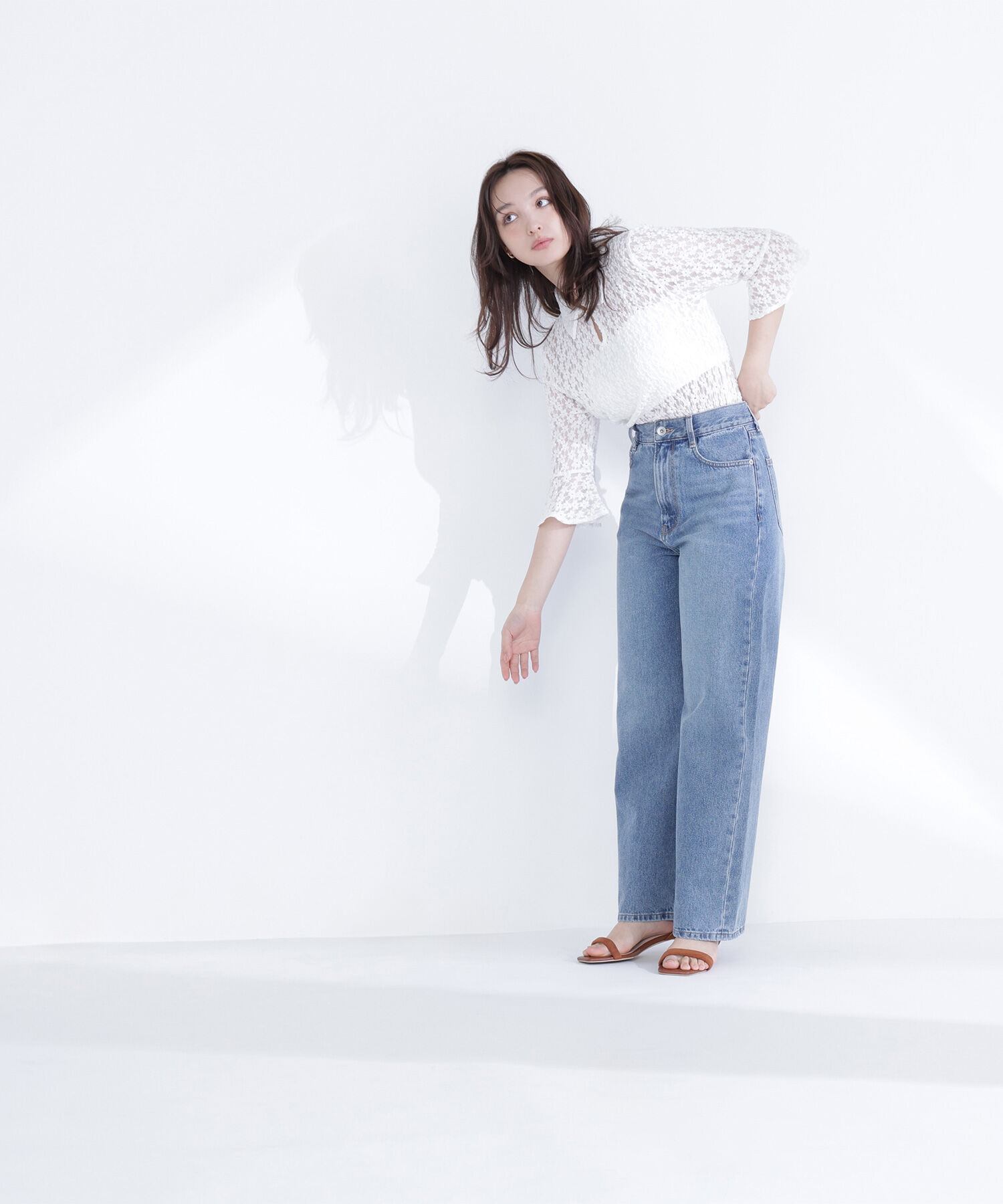  「シャツカラーレースカットソー」|Tシャツ・カットソー|