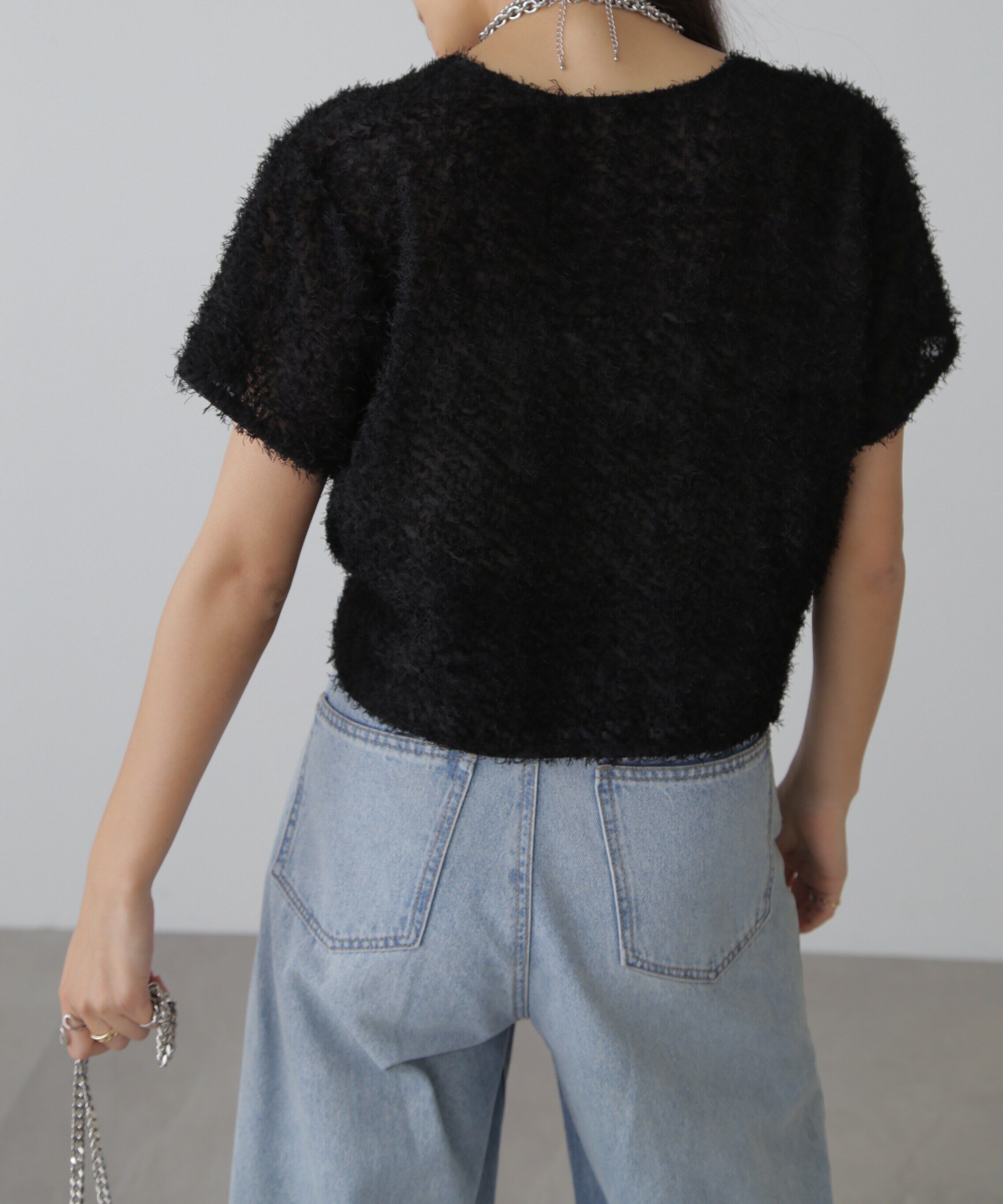  「フロントボタンカットジャガードブラウス」|シャツ・ブラウス|