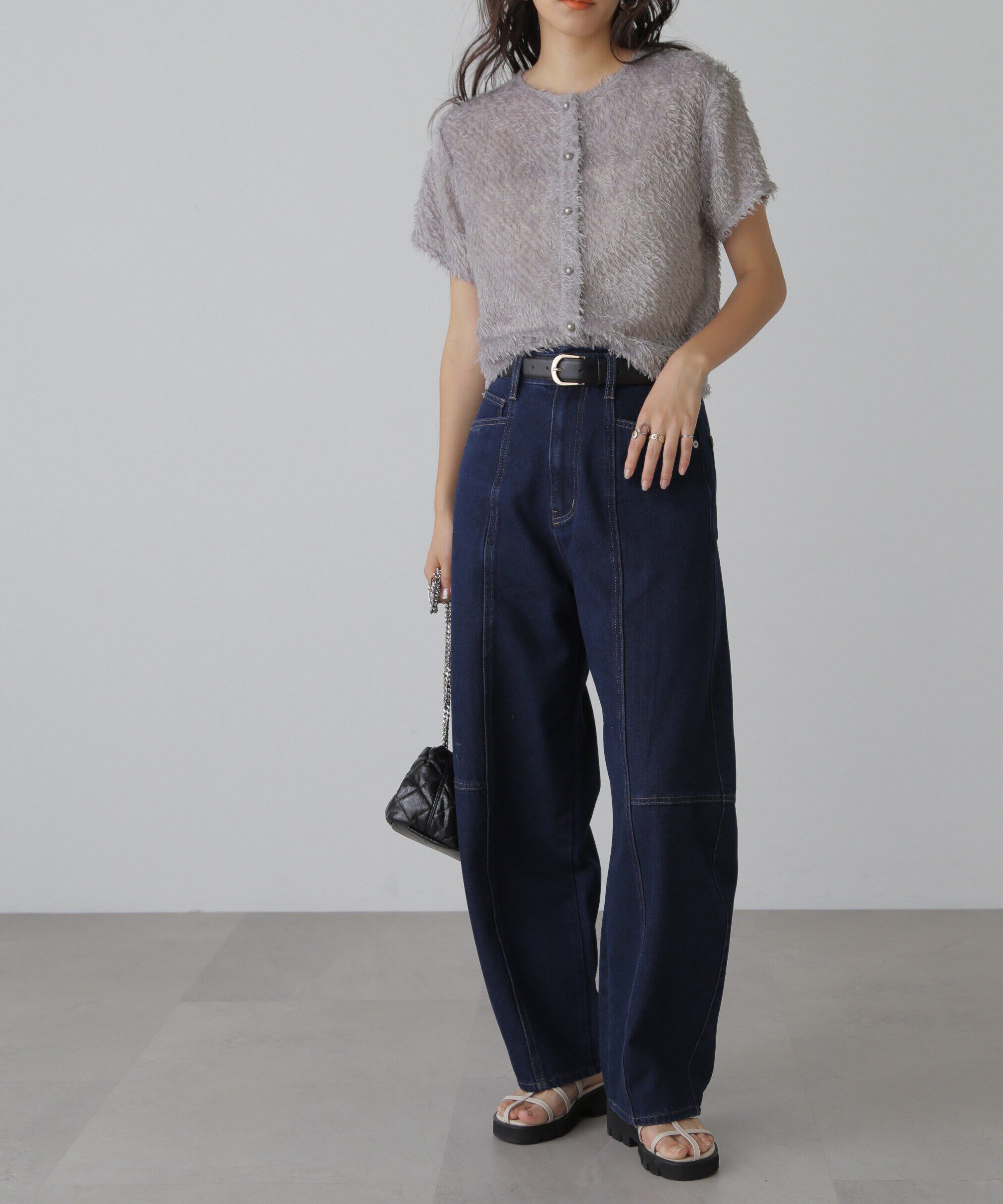  「フロントボタンカットジャガードブラウス」|シャツ・ブラウス|