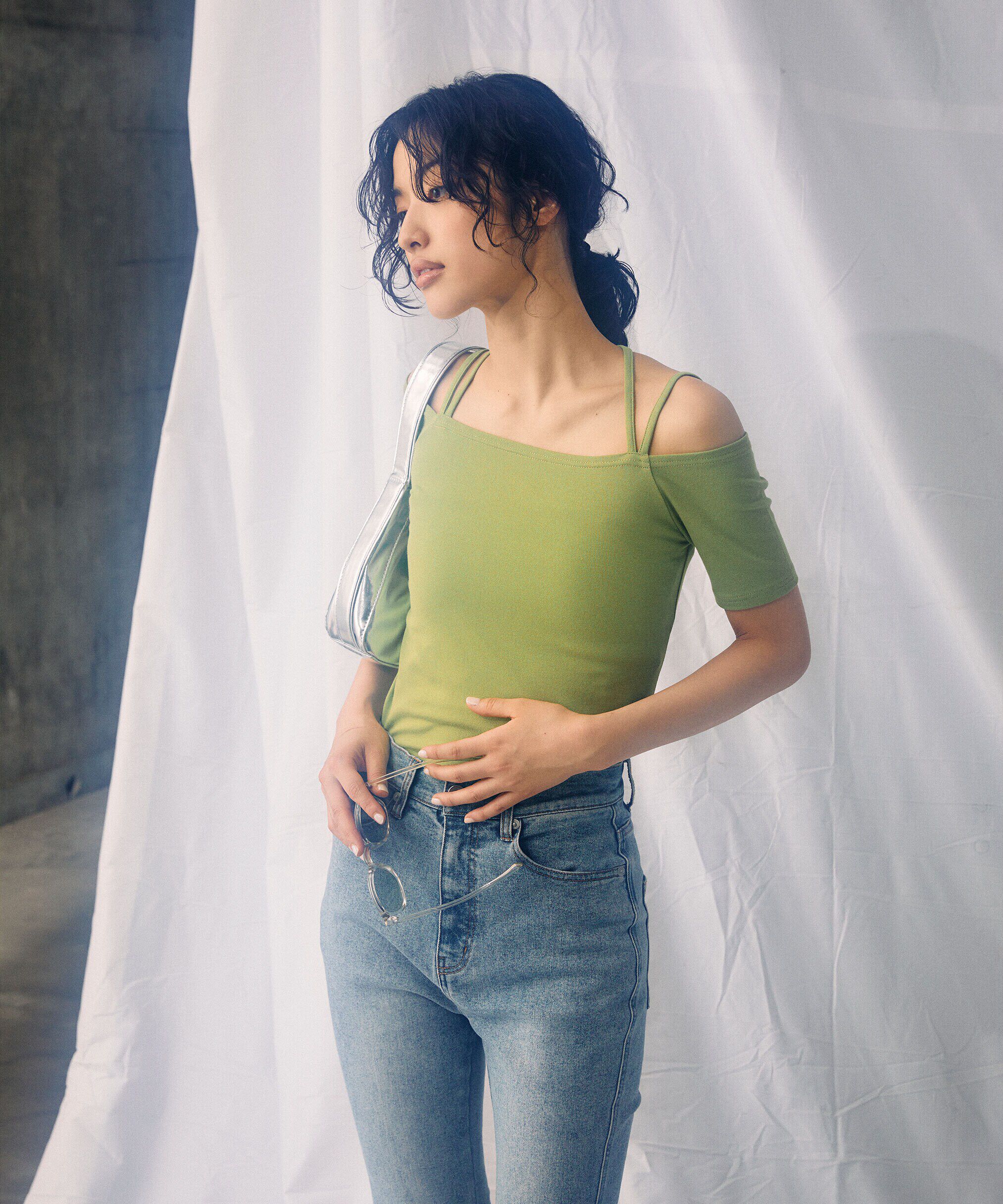  「オフショルホルターネックカットソー」|Tシャツ・カットソー|ライトグリー