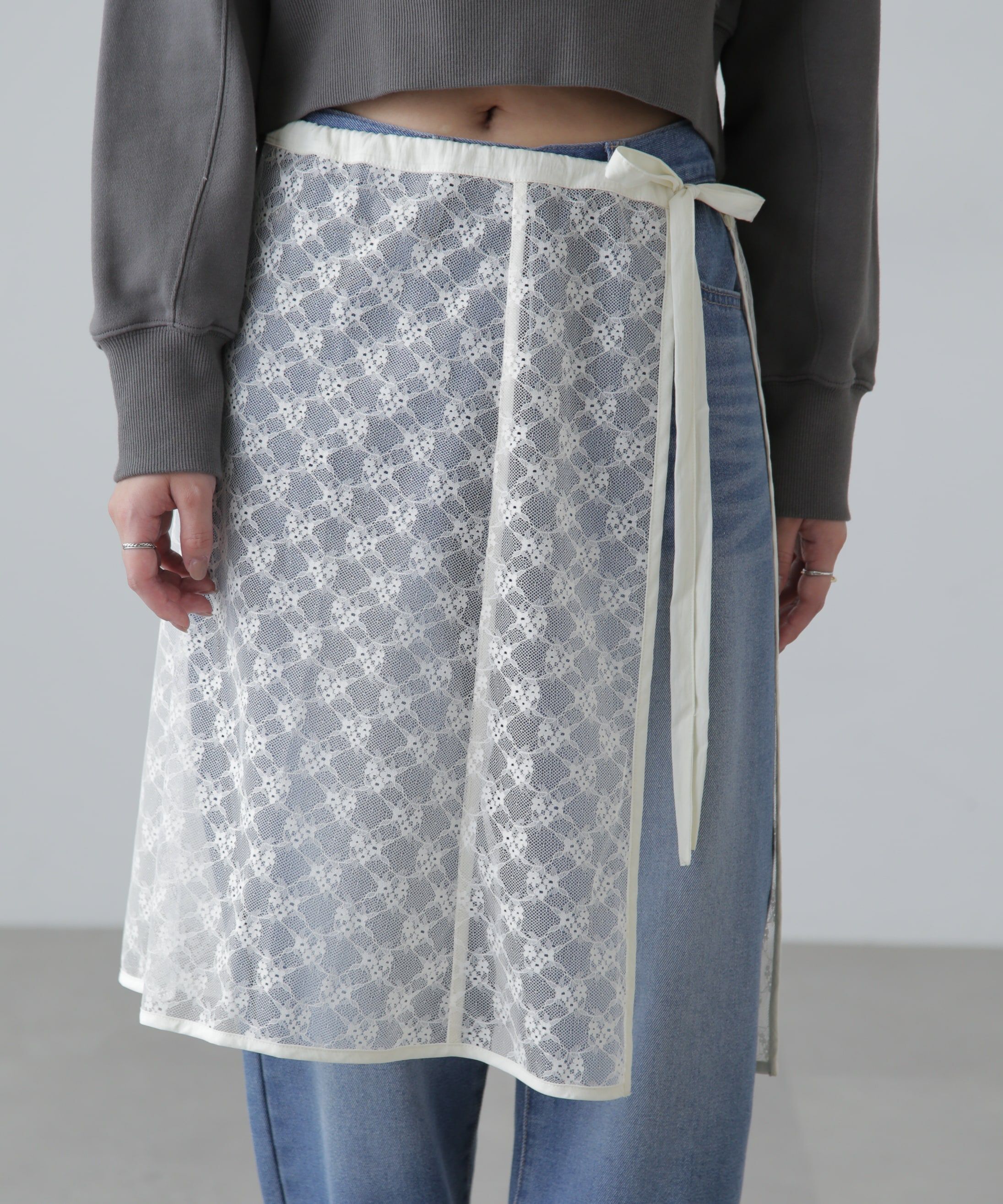  「レースラップレイヤードスカート」|スカート|