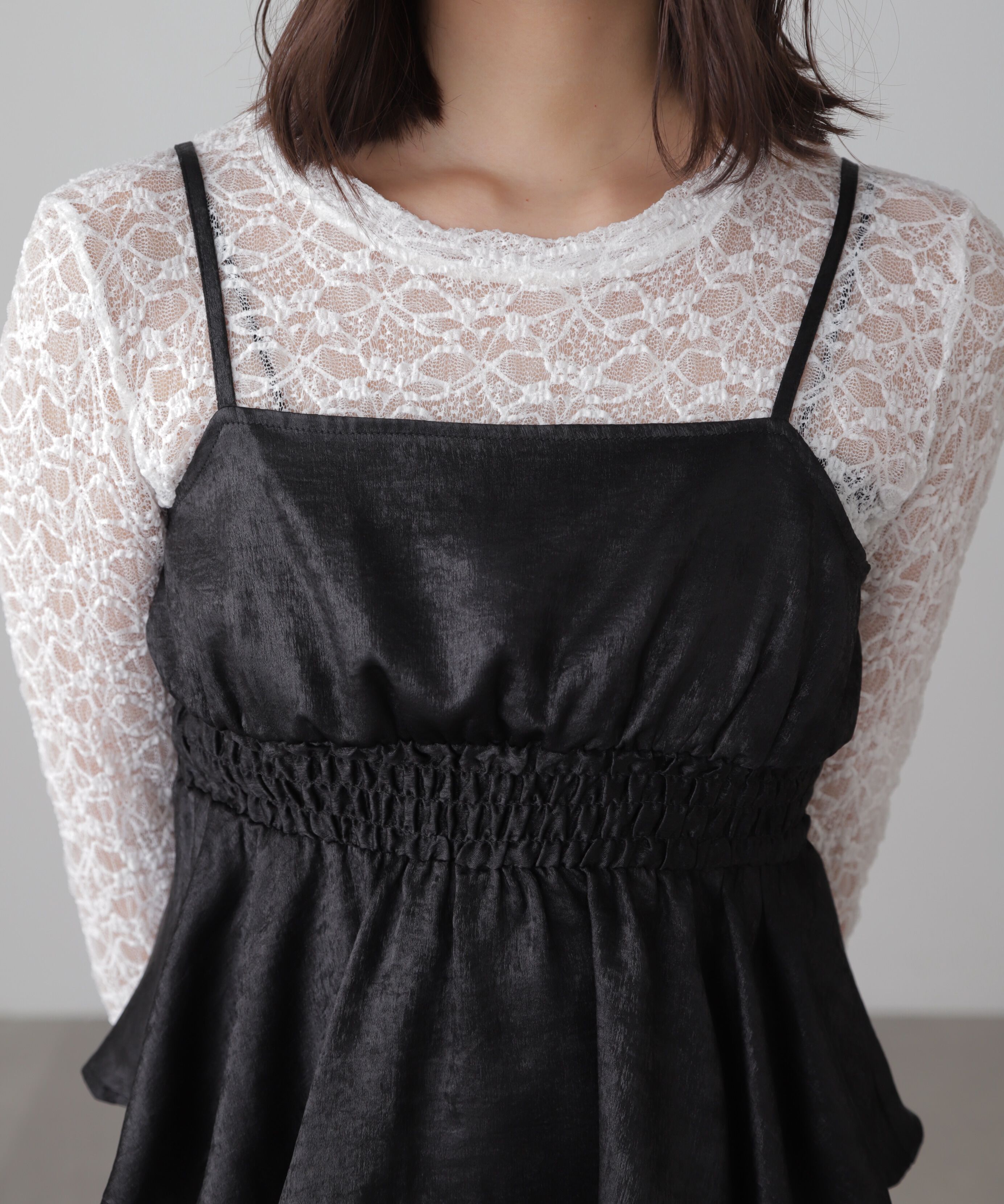  「シャーリングペプラムビスチェ」|シャツ・ブラウス|