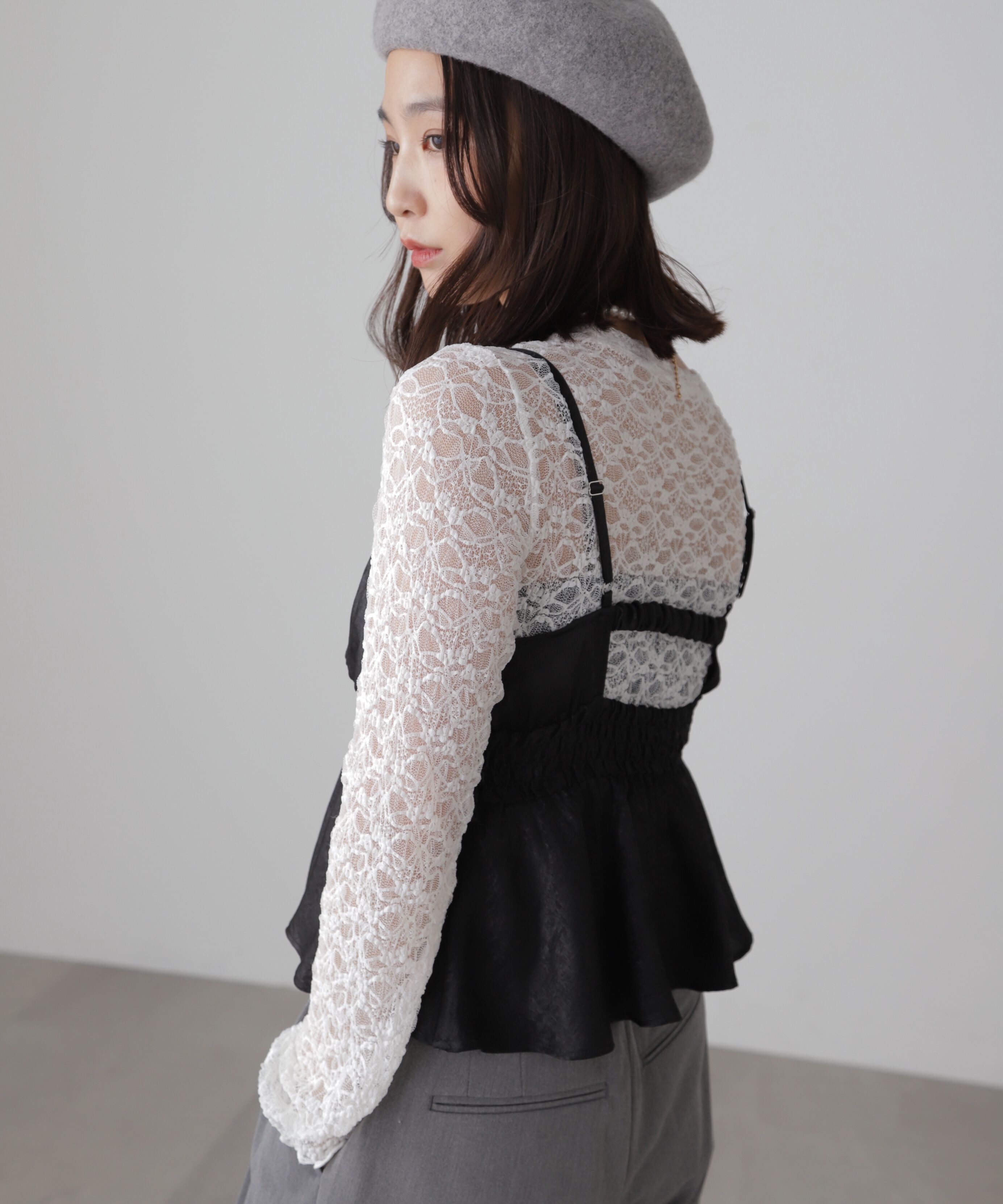  「シャーリングペプラムビスチェ」|シャツ・ブラウス|