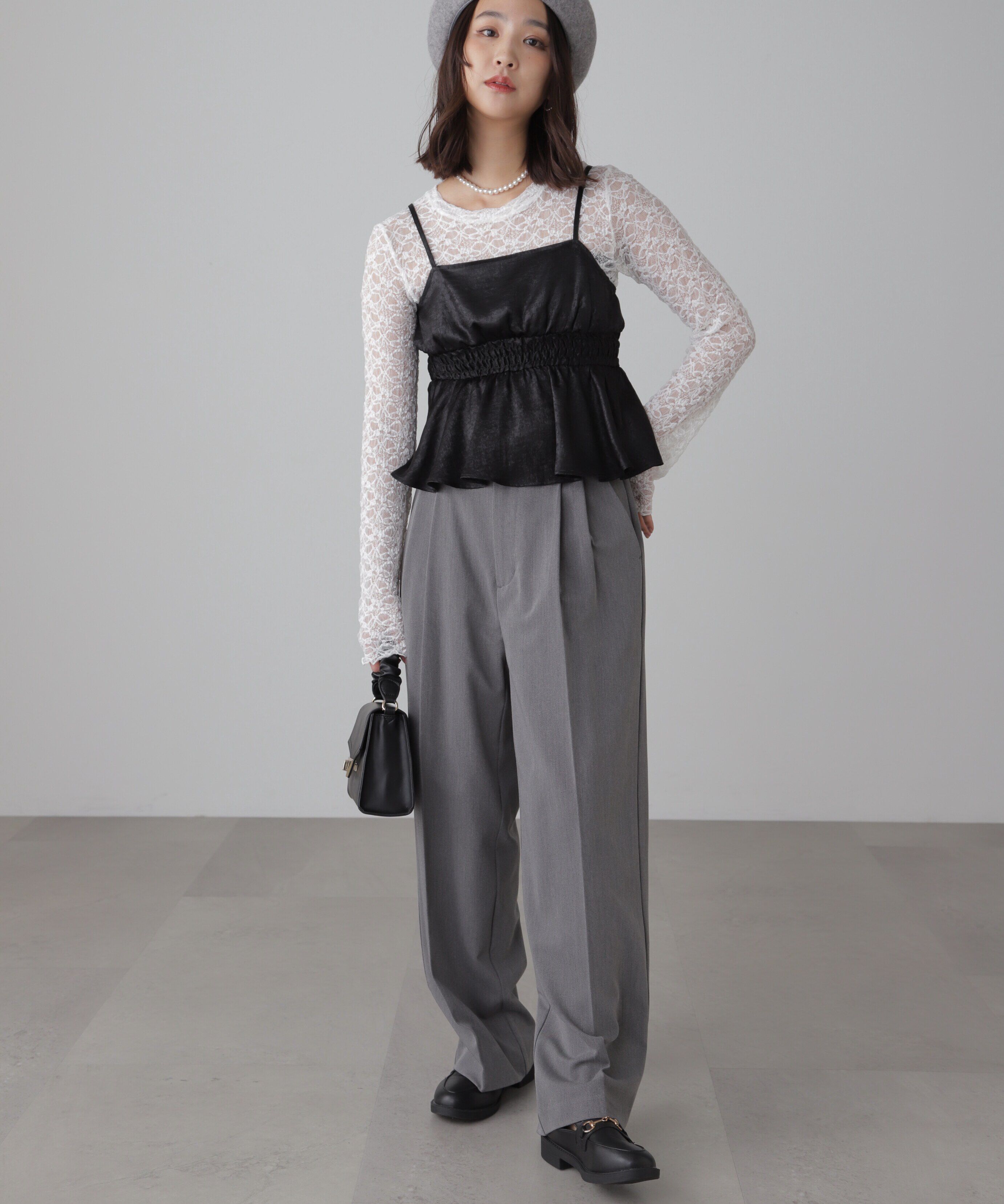  「シャーリングペプラムビスチェ」|シャツ・ブラウス|