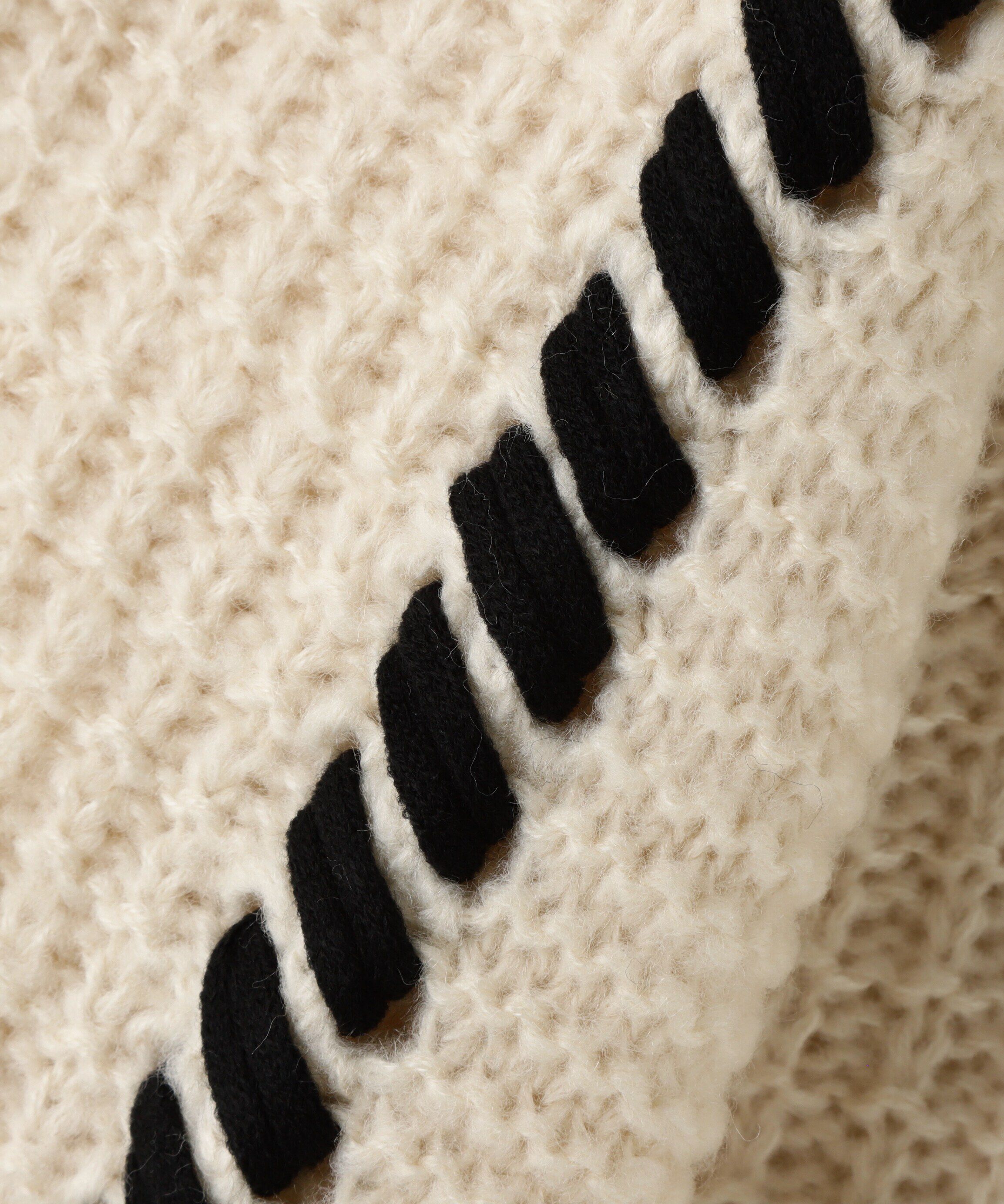  「配色ステッチニットプルオーバー」|ニット・セーター|