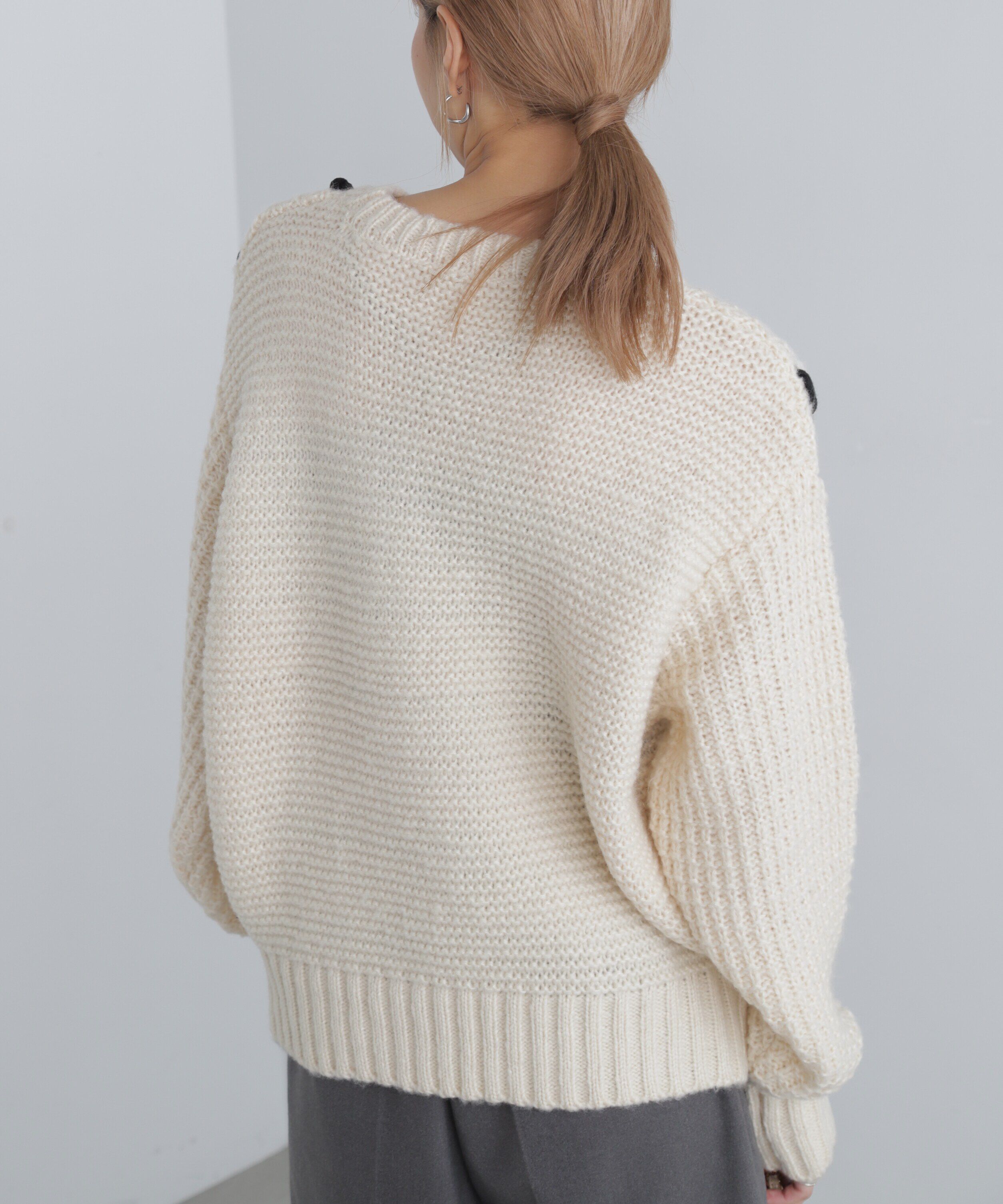  「配色ステッチニットプルオーバー」|ニット・セーター|