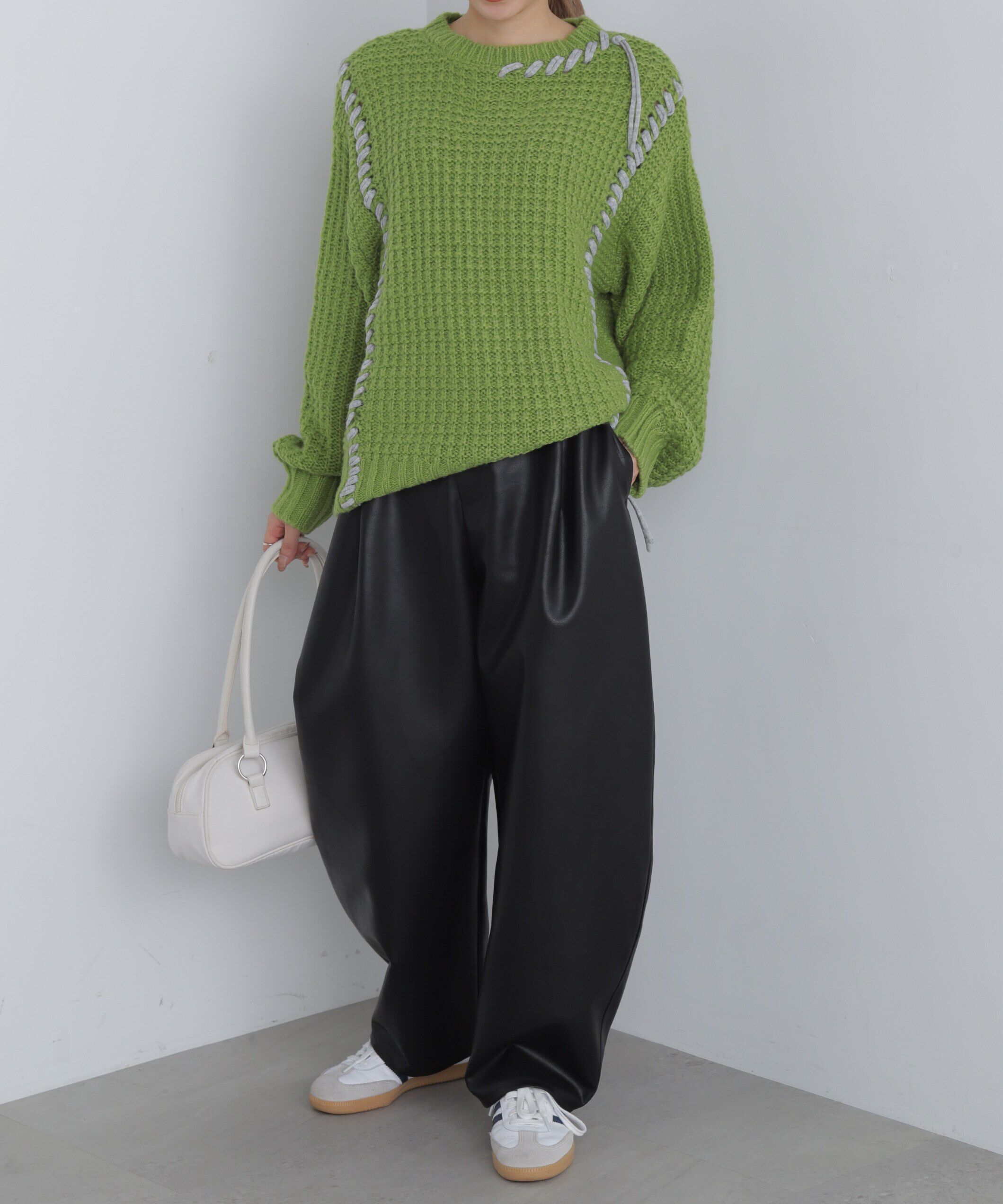  「配色ステッチニットプルオーバー」|ニット・セーター|