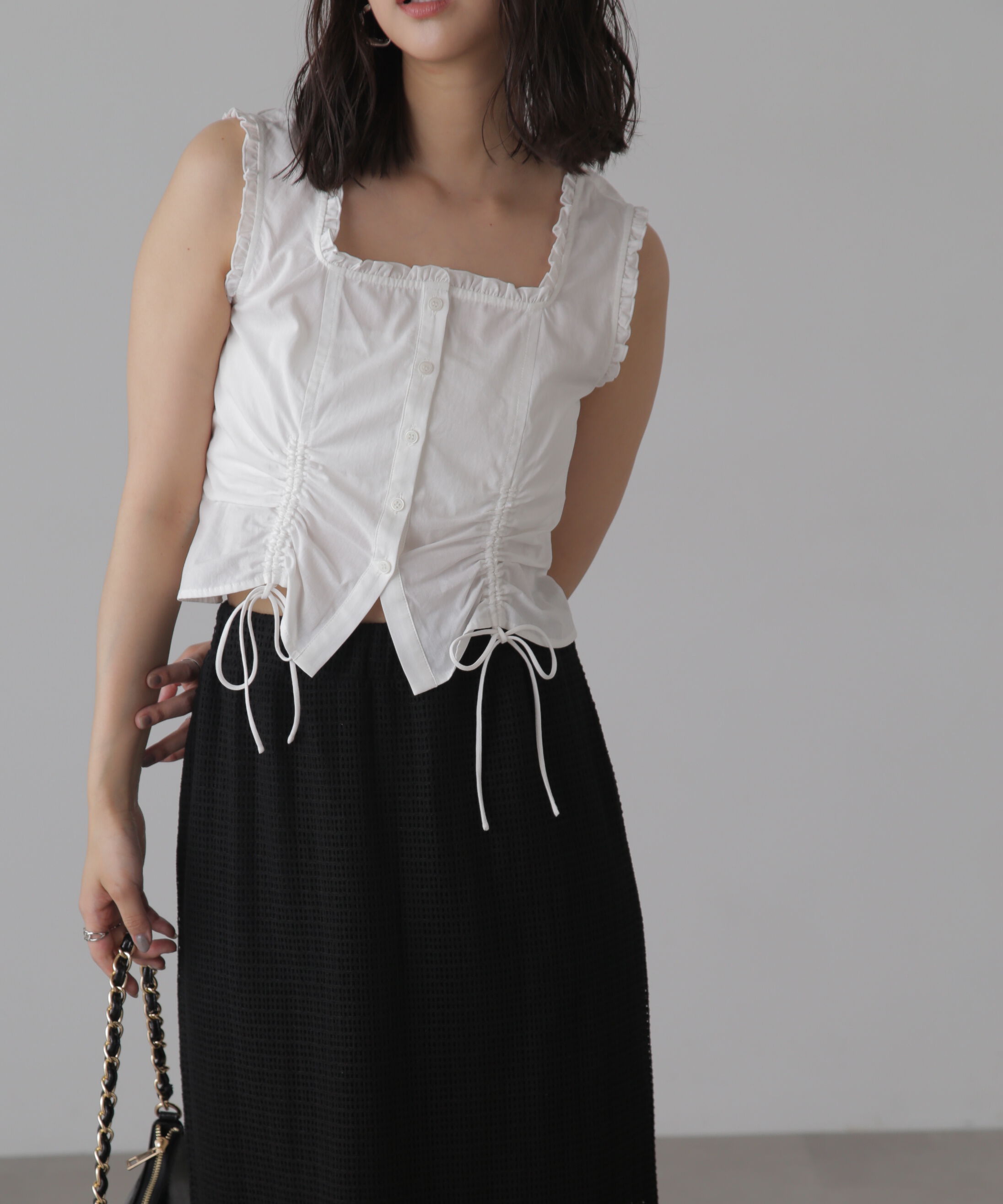  「ドロストノースリーブブラウス」|シャツ・ブラウス|
