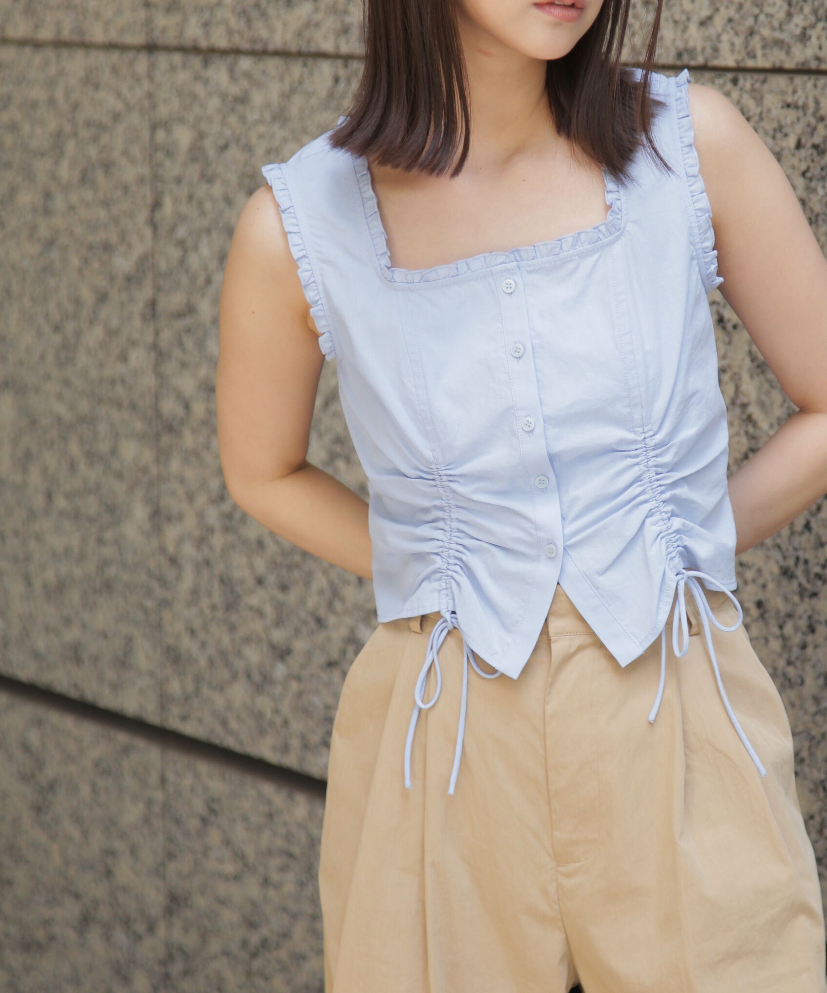  「ドロストノースリーブブラウス」|シャツ・ブラウス|
