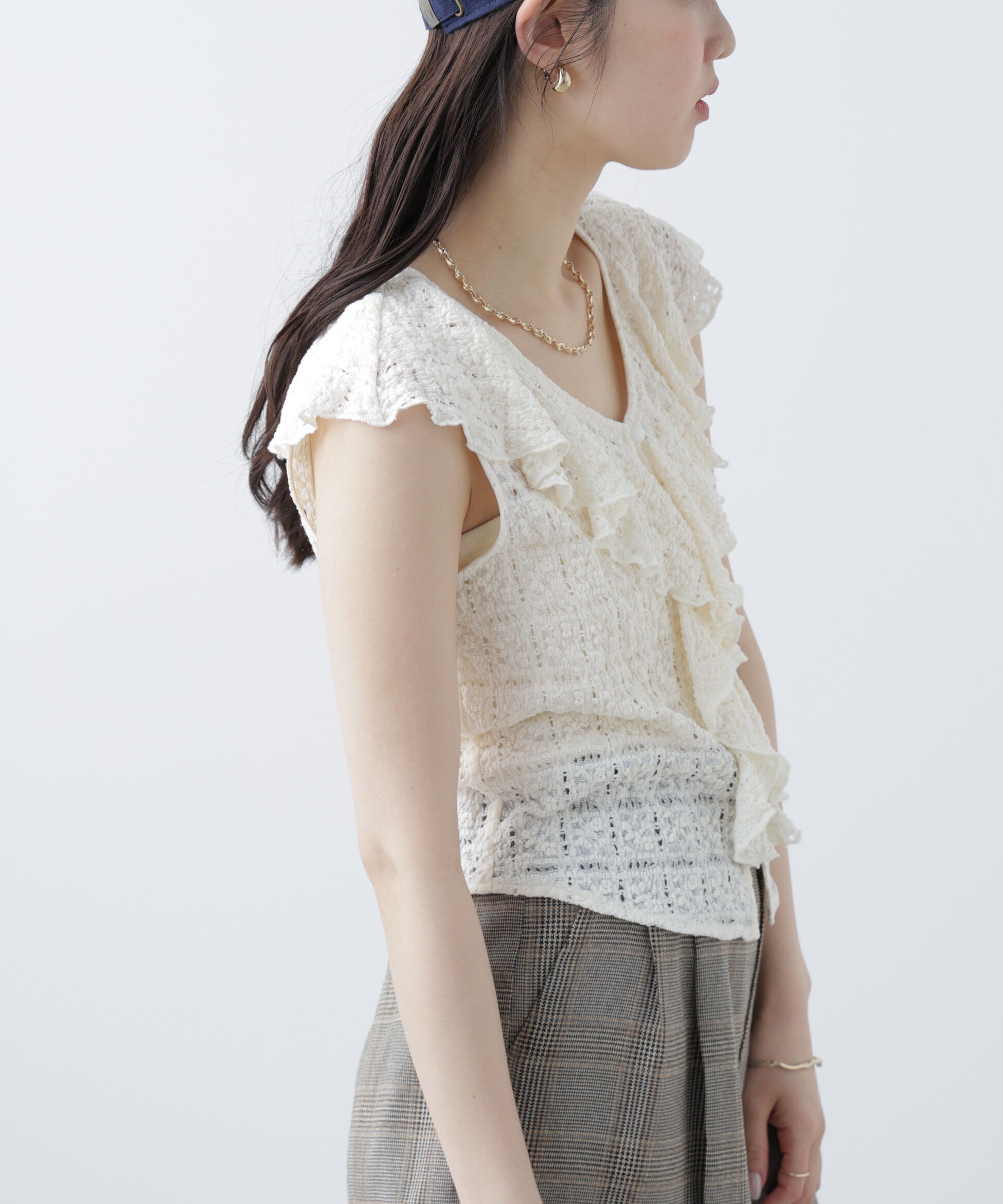  「レースラッフルフリルフレンチブラウス」|シャツ・ブラウス|