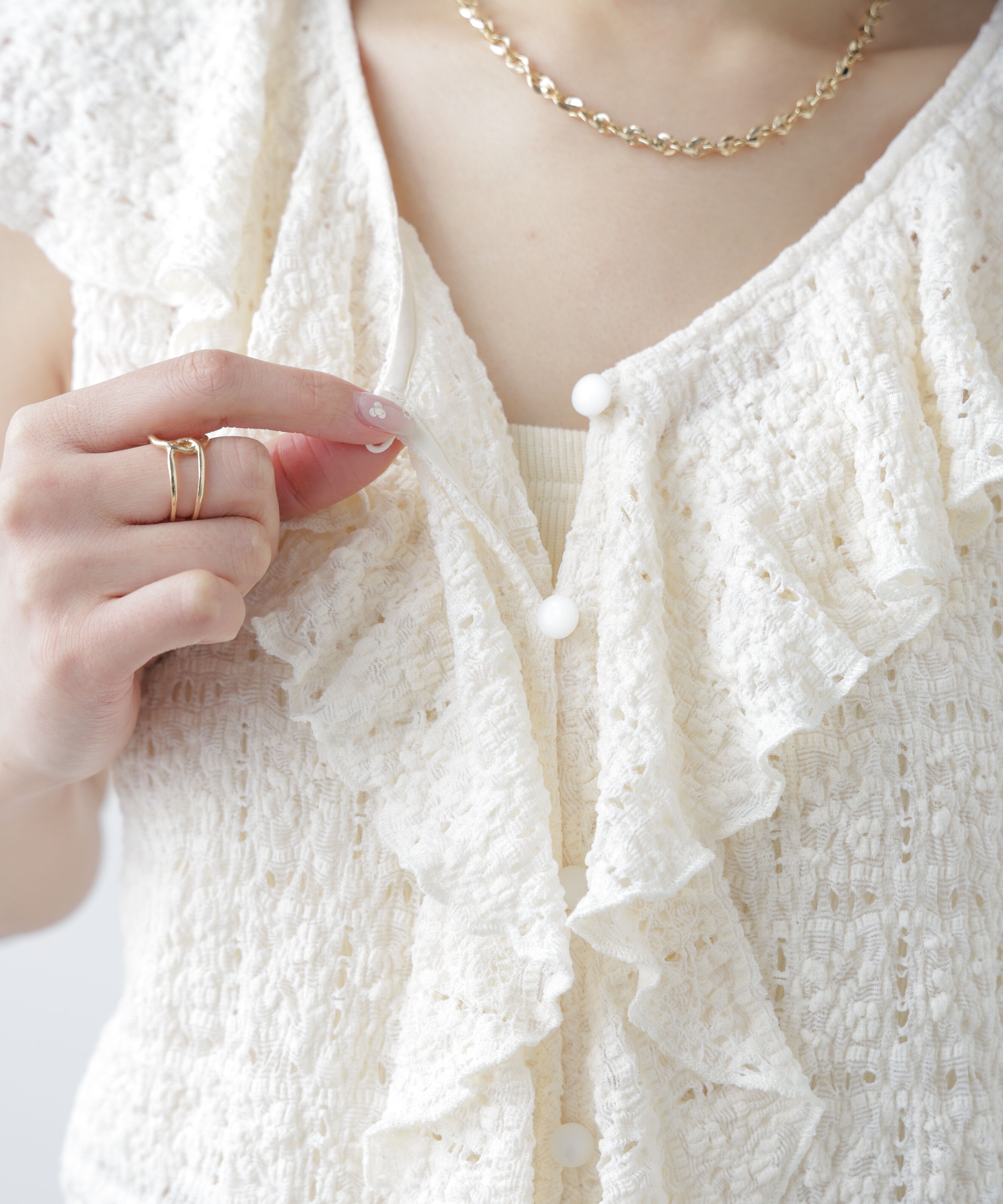  「レースラッフルフリルフレンチブラウス」|シャツ・ブラウス|