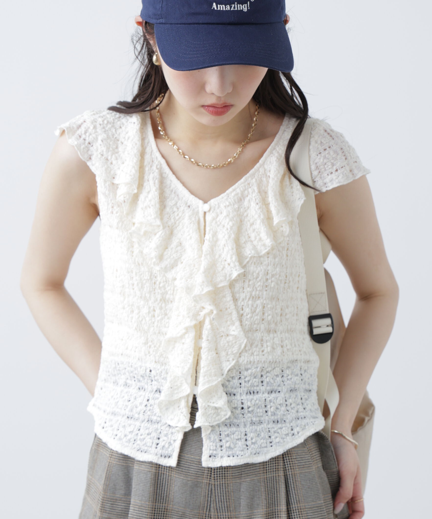  「レースラッフルフリルフレンチブラウス」|シャツ・ブラウス|