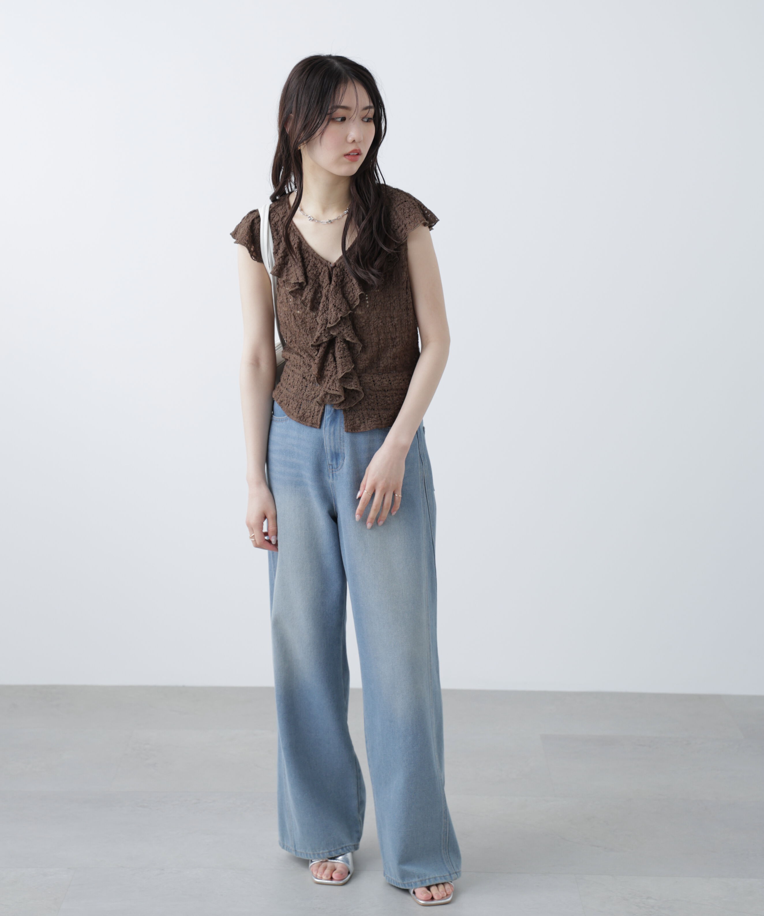  「レースラッフルフリルフレンチブラウス」|シャツ・ブラウス|