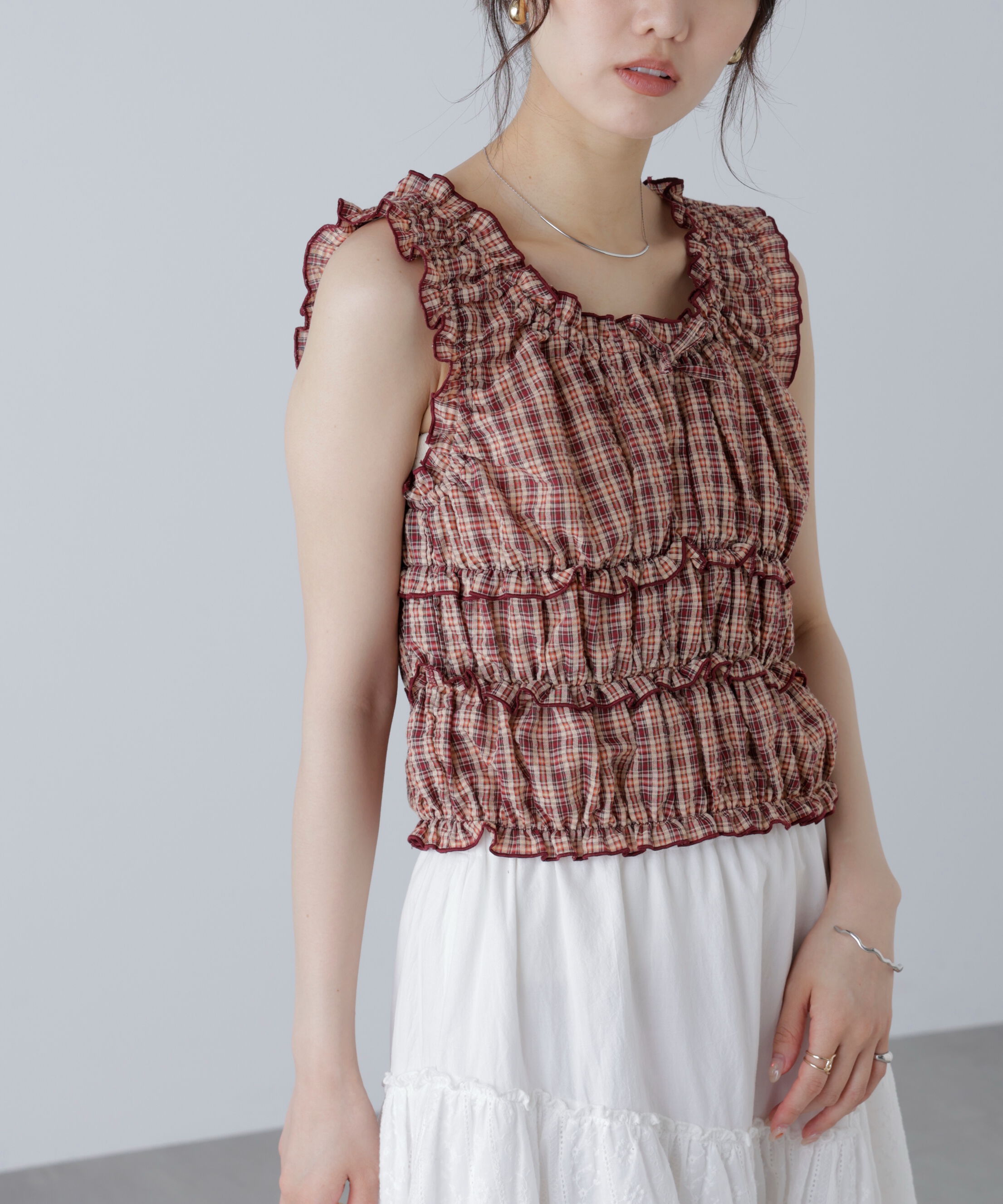  「シャーリングタンクトップブラウス」|シャツ・ブラウス|