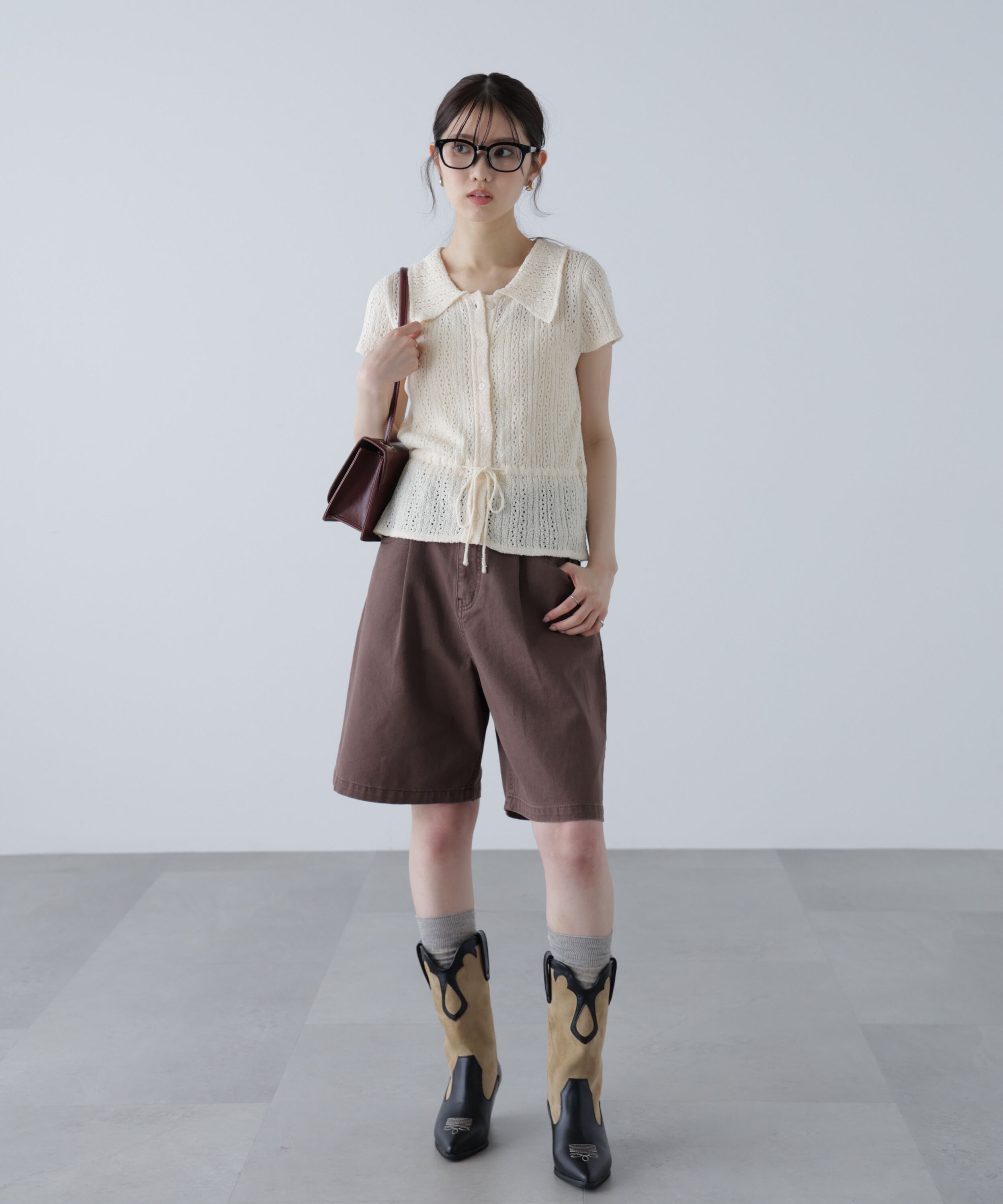  「透かし編みペプラムニット」|ニット・セーター|