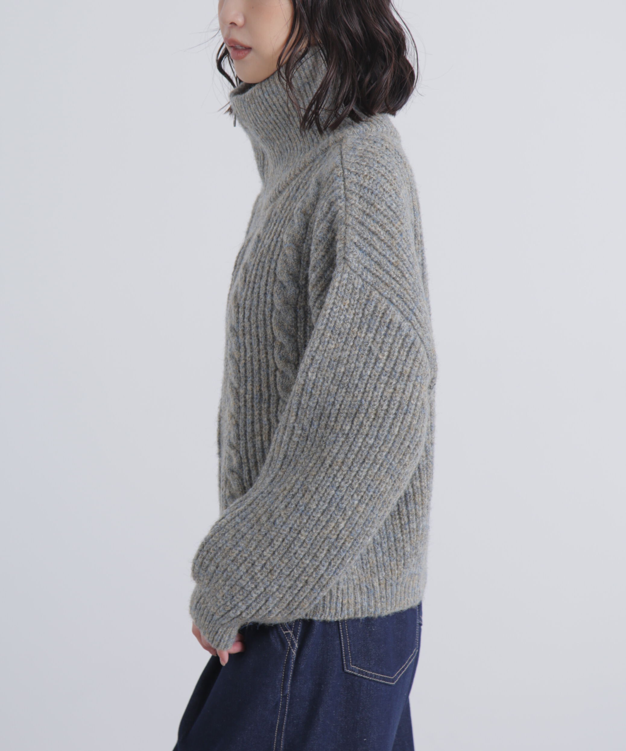  「スタンドネックショート丈ジップニットブルゾン」|ブルゾン・スタジャン|