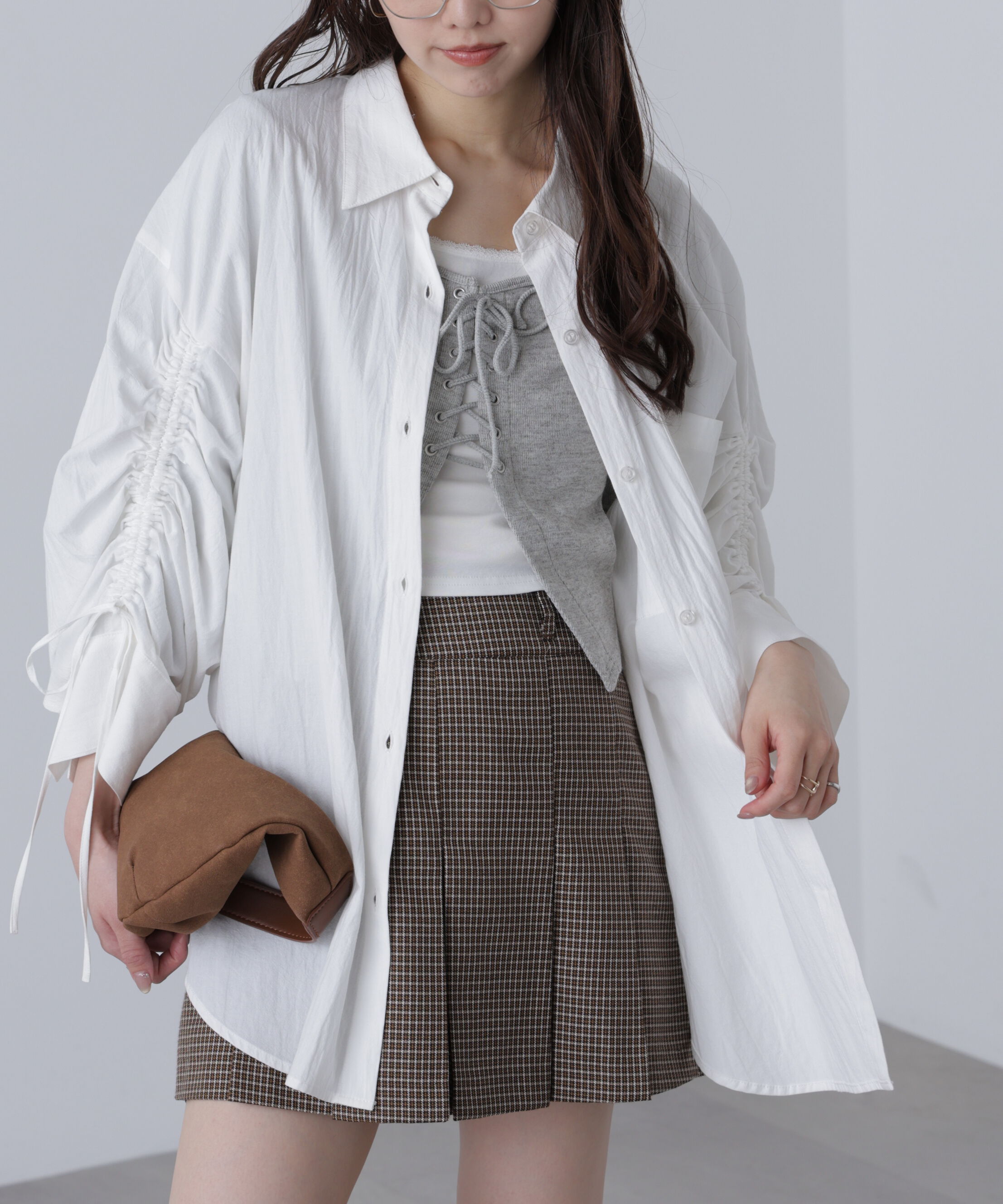  「袖シャーリングオーバーシャツ」|シャツ・ブラウス|