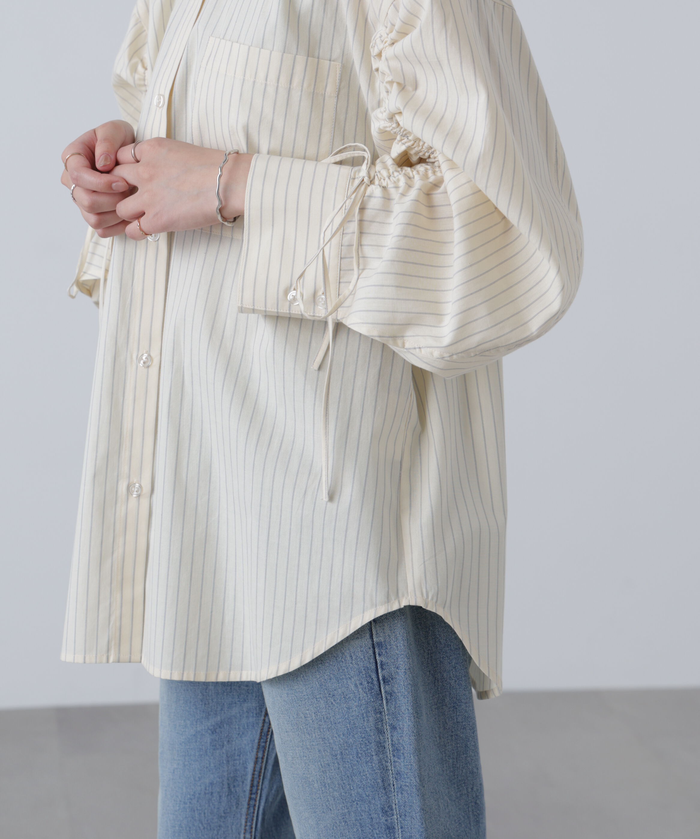  「袖シャーリングオーバーシャツ」|シャツ・ブラウス|