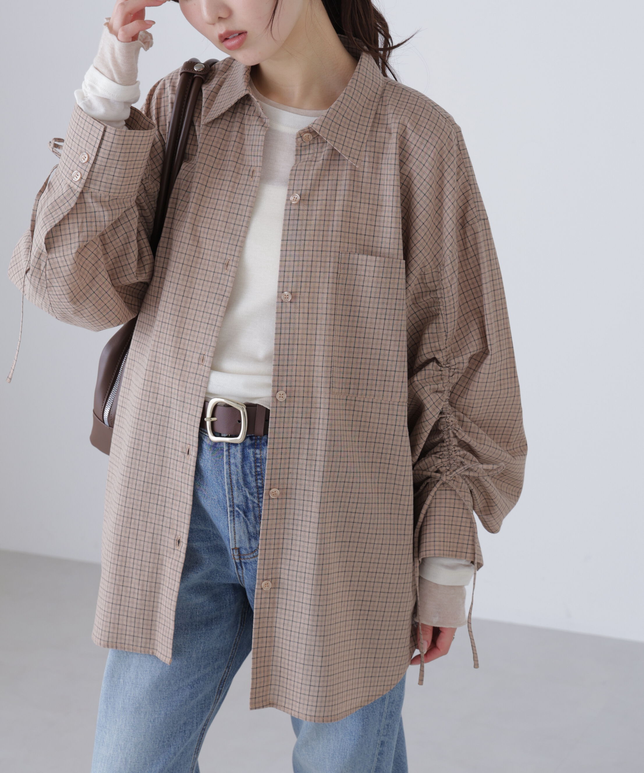  「袖シャーリングオーバーシャツ」|シャツ・ブラウス|