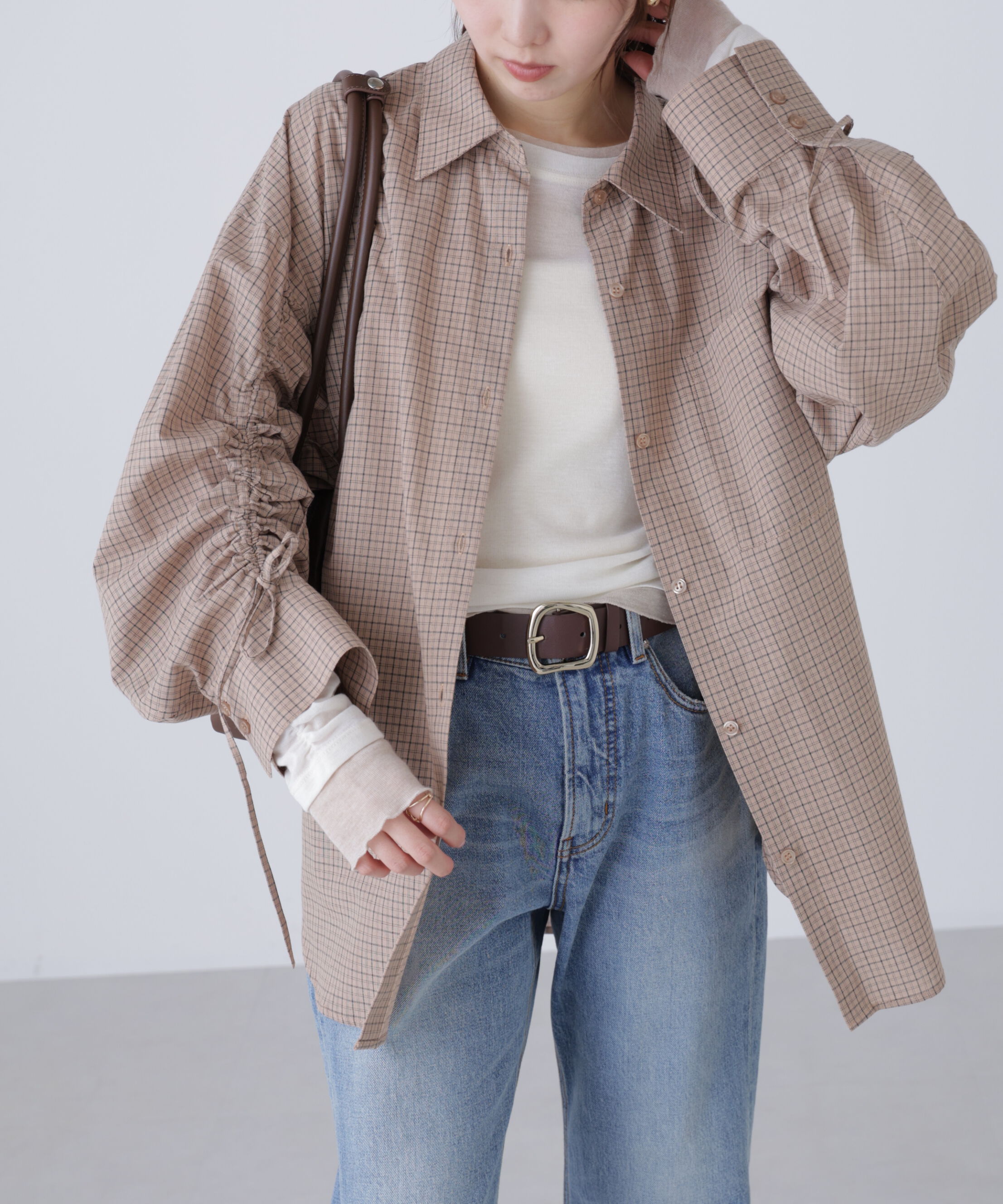  「袖シャーリングオーバーシャツ」|シャツ・ブラウス|