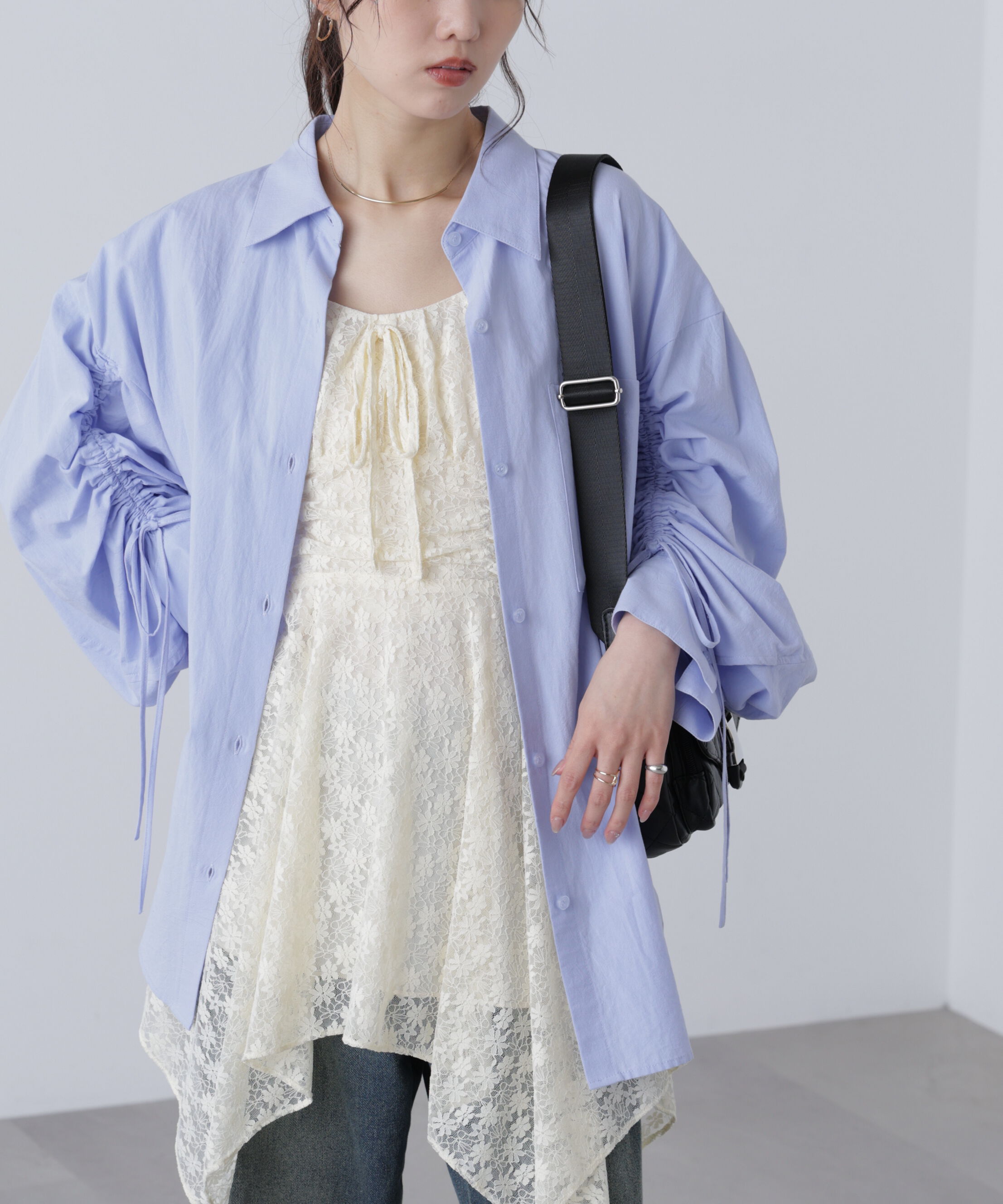  「袖シャーリングオーバーシャツ」|シャツ・ブラウス|