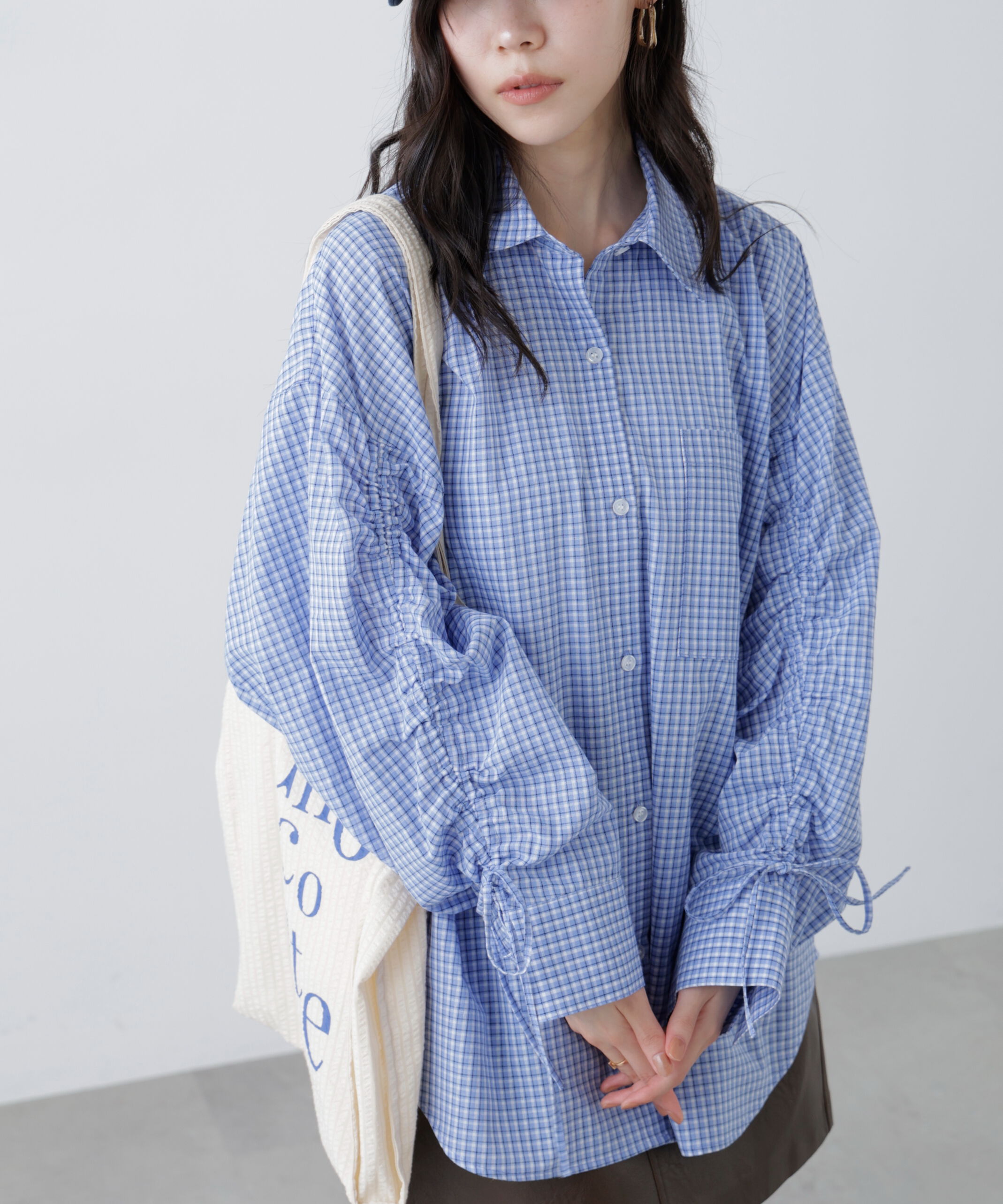  「袖シャーリングオーバーシャツ」|シャツ・ブラウス|