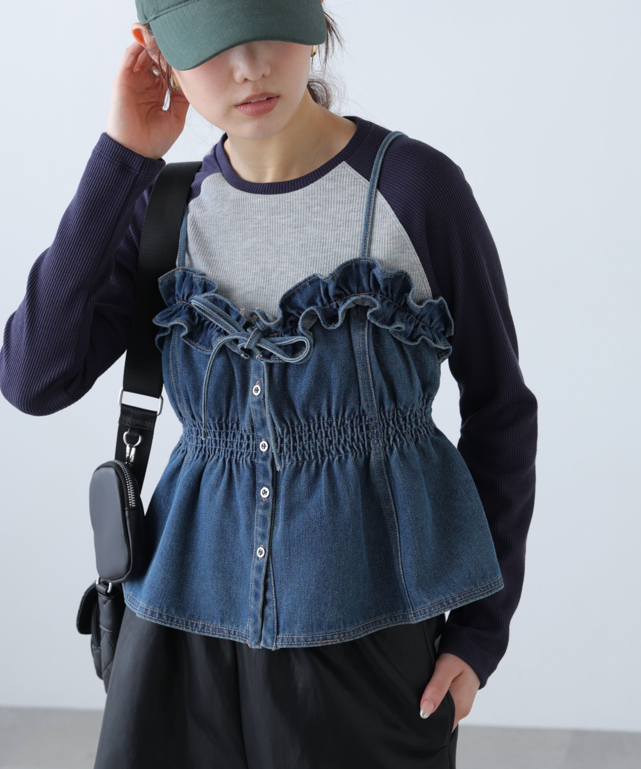  「フリルデニムビスチェ」|シャツ・ブラウス|ライトインデ 1