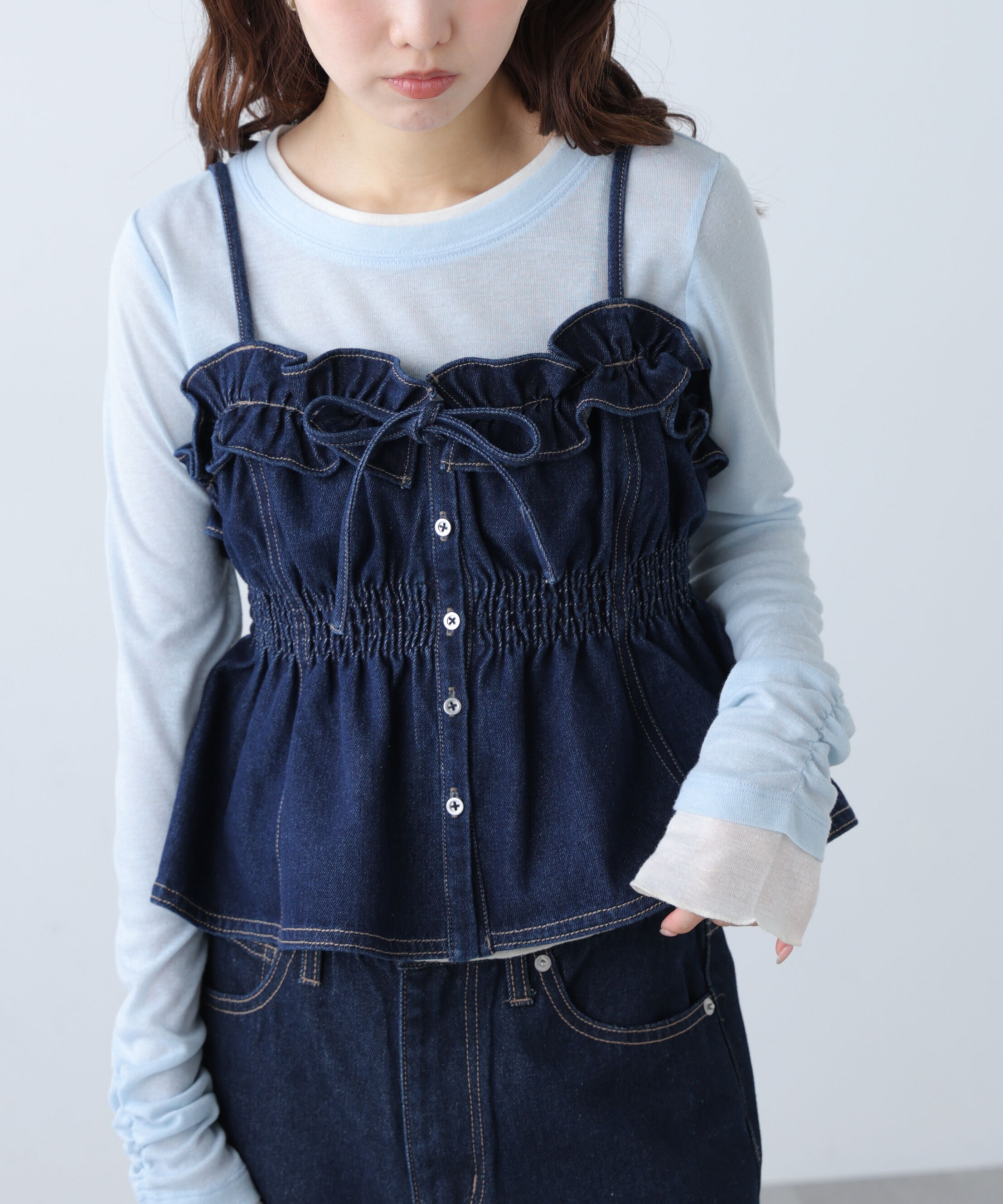  「フリルデニムビスチェ」|シャツ・ブラウス|