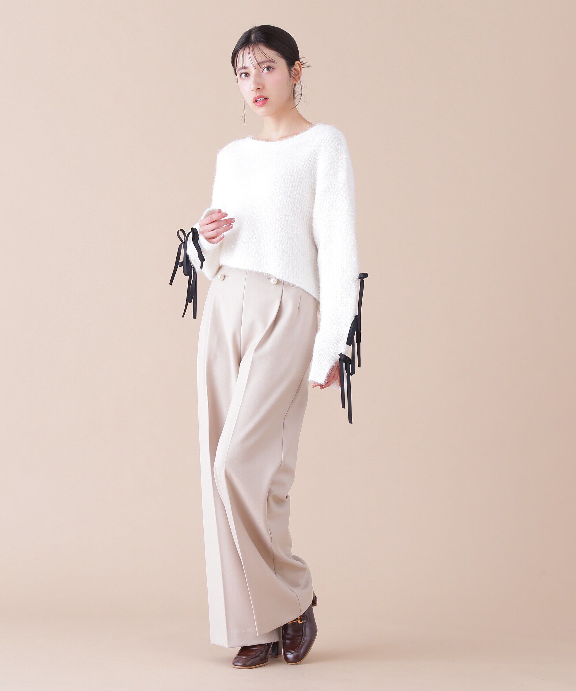  「パールボタンワイドパンツ」|その他|