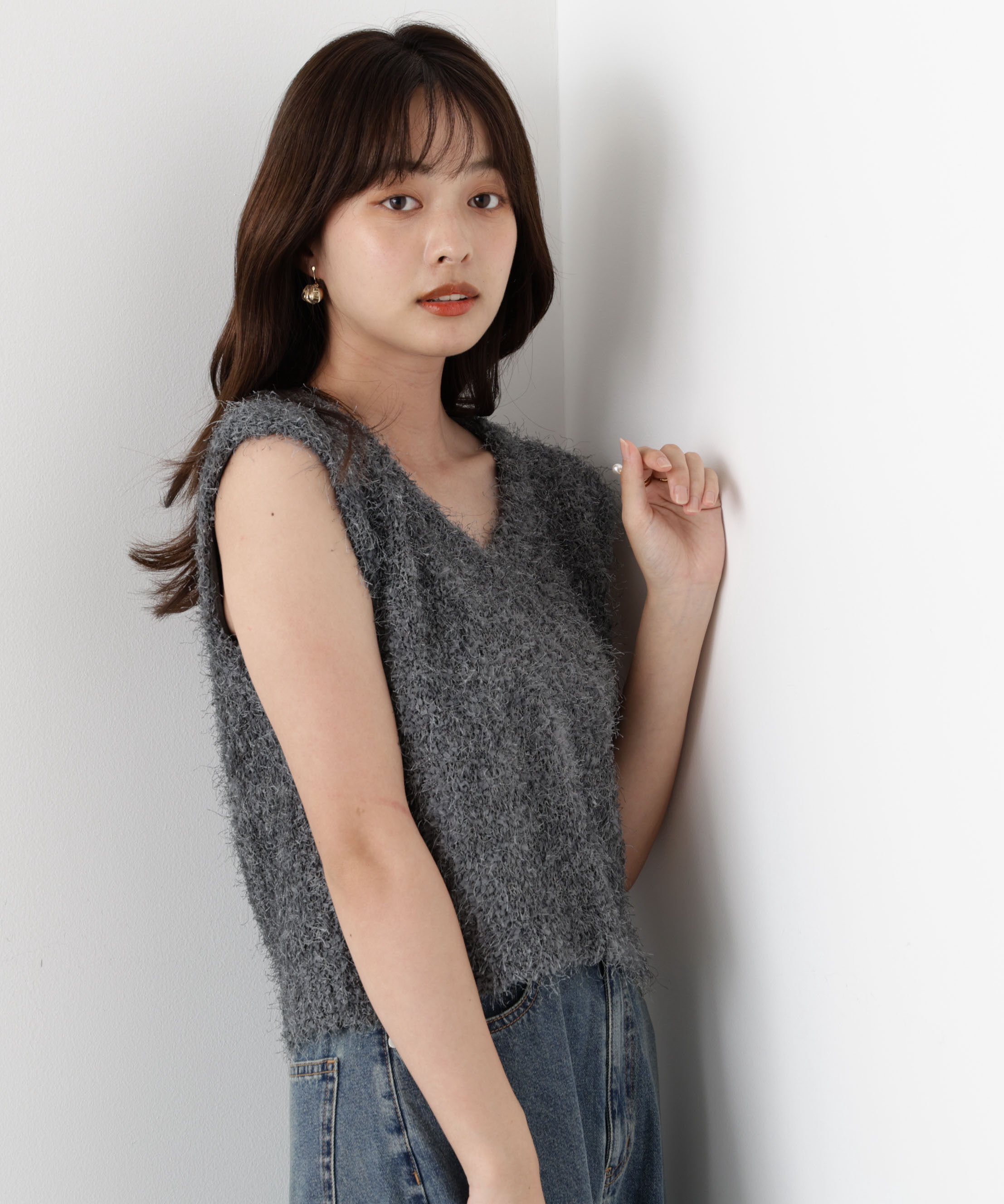 PROPORTION BODY DRESSING「＜ハンドウォッシャブル＞フェザーノースリニット」|ニット・セーター|