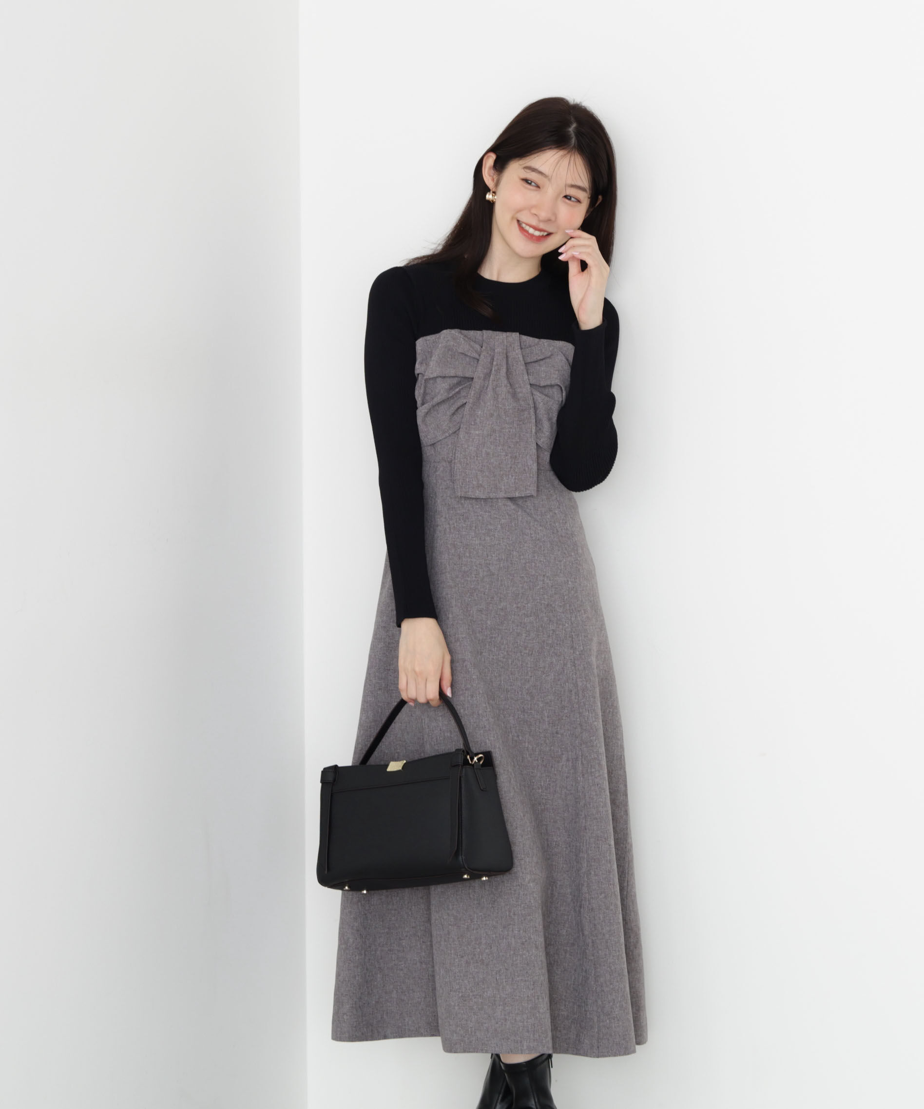 PROPORTION BODY DRESSING「フロントリボンドッキングワンピース 25AW」|ワンピース|