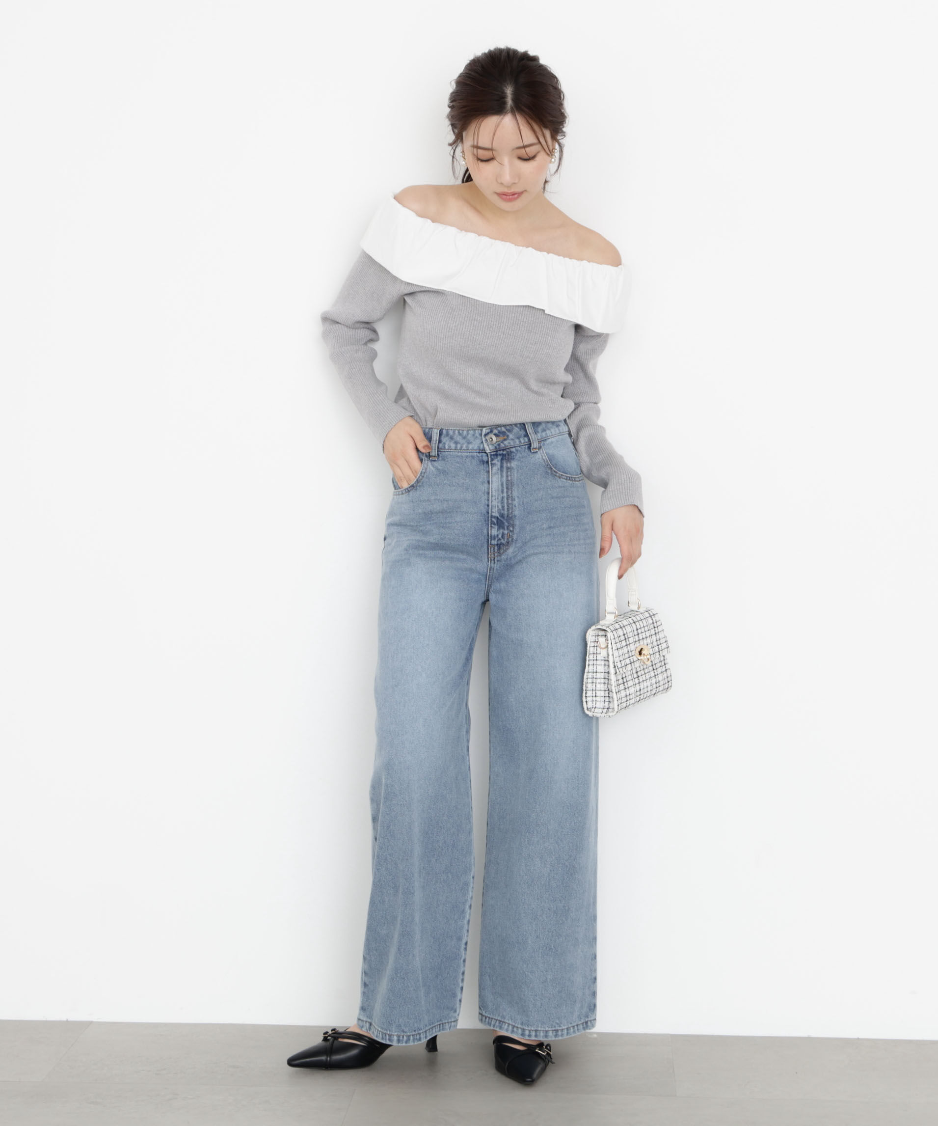 PROPORTION BODY DRESSING「フリルオフショル2wayニット 25AW」|ニット・セーター|