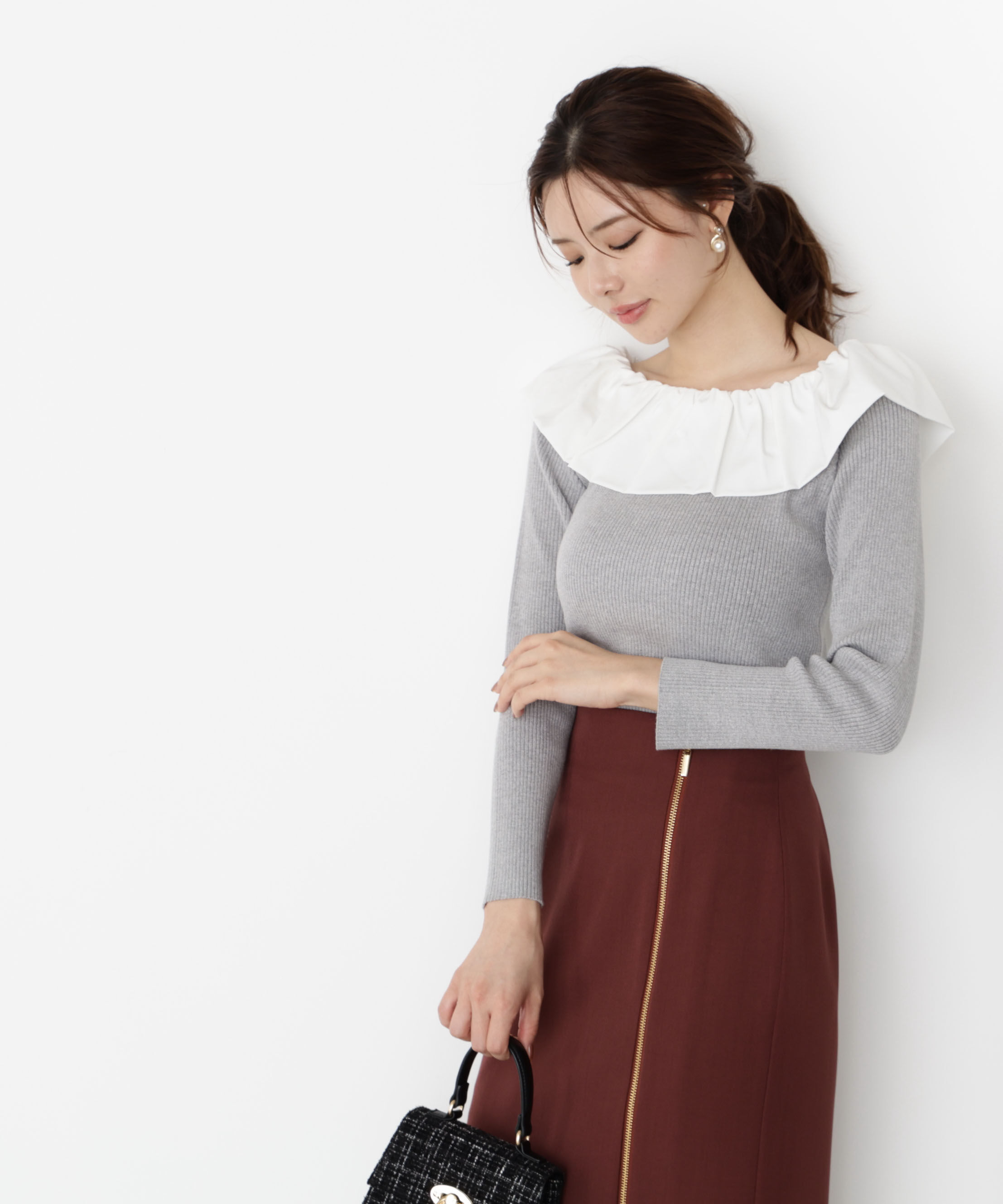 PROPORTION BODY DRESSING「フリルオフショル2wayニット 25AW」|ニット・セーター|