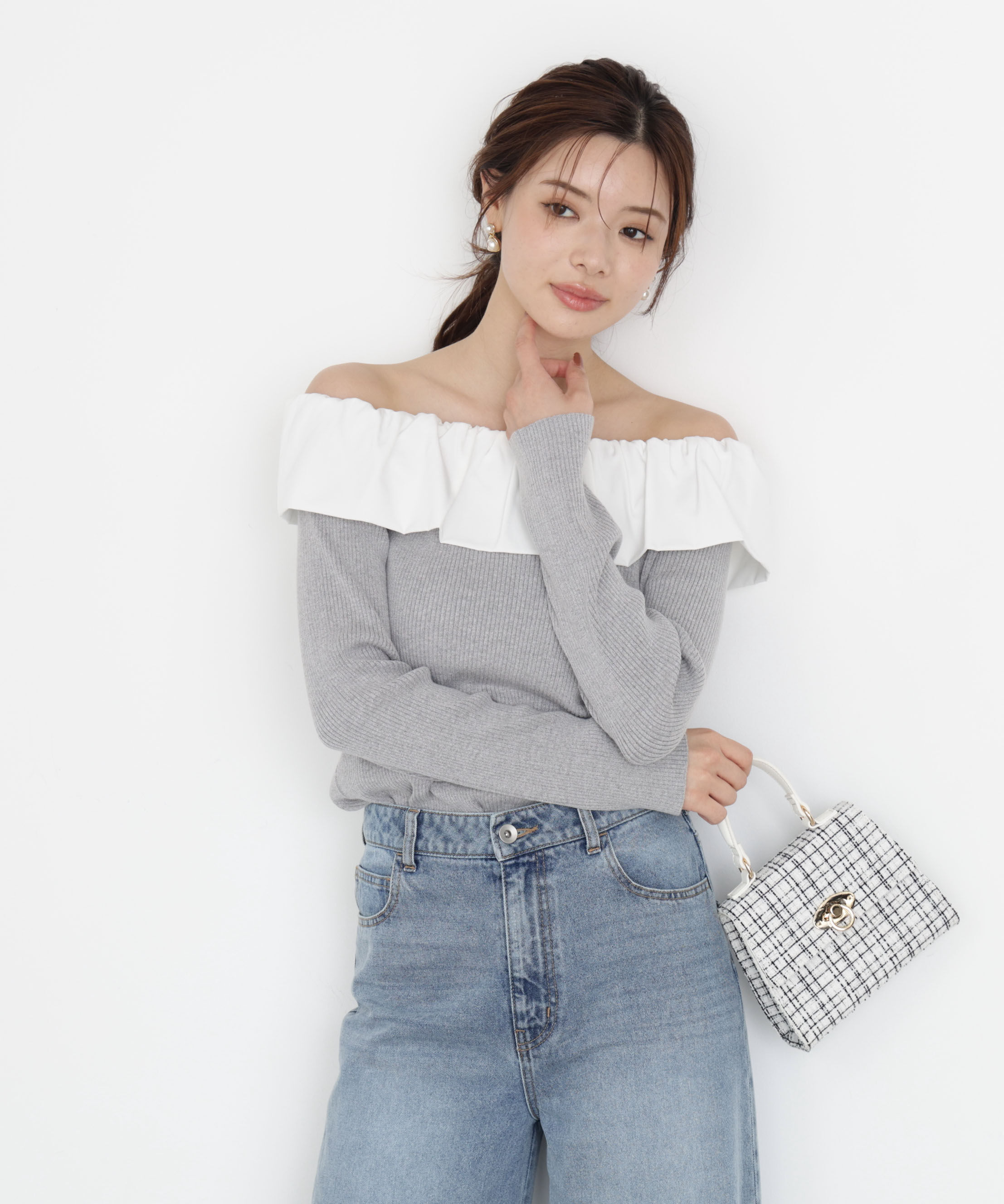 PROPORTION BODY DRESSING「フリルオフショル2wayニット 25AW」|ニット・セーター|