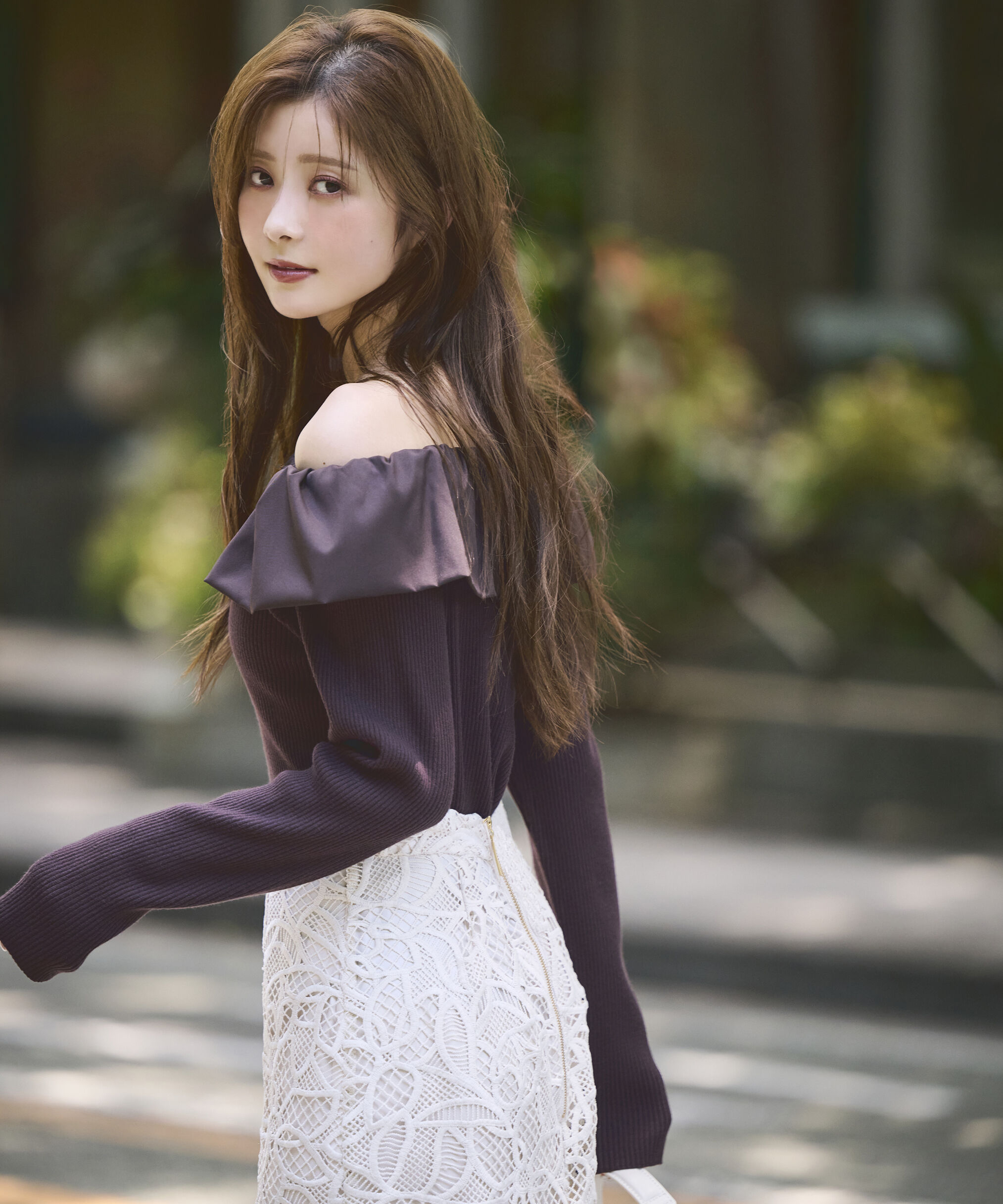 PROPORTION BODY DRESSING「フリルオフショル2wayニット 25AW」|ニット・セーター|ブラウン&times;ブラ