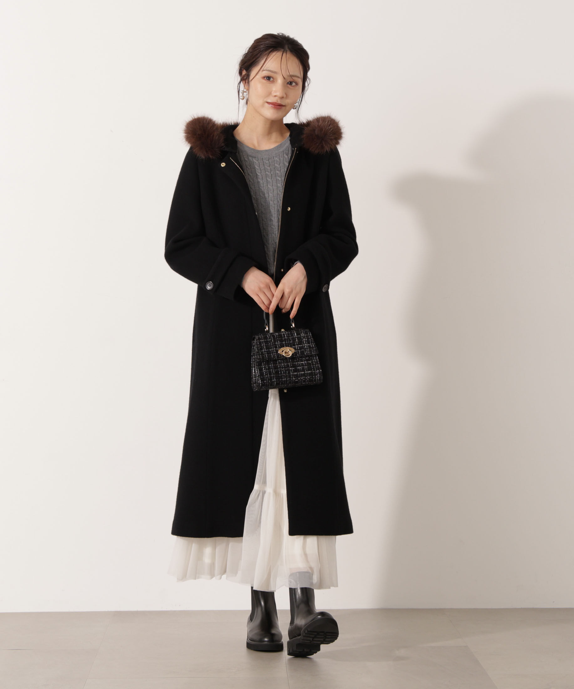 PROPORTION BODY DRESSING「モッサフードフェイクファーロングコート 25AW」|その他|