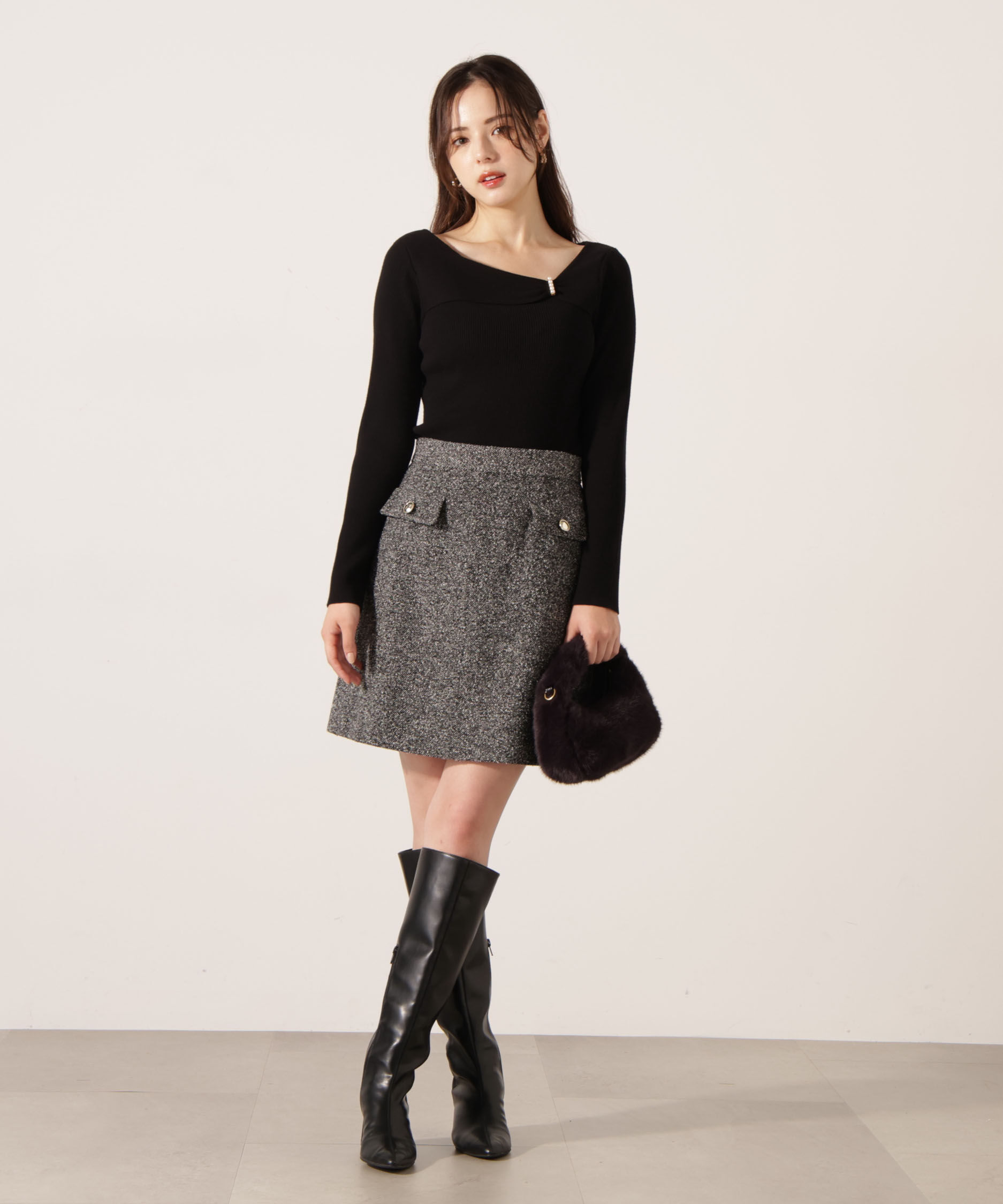 PROPORTION BODY DRESSING「アシメパールデザインニット 25AW」|ニット・セーター|