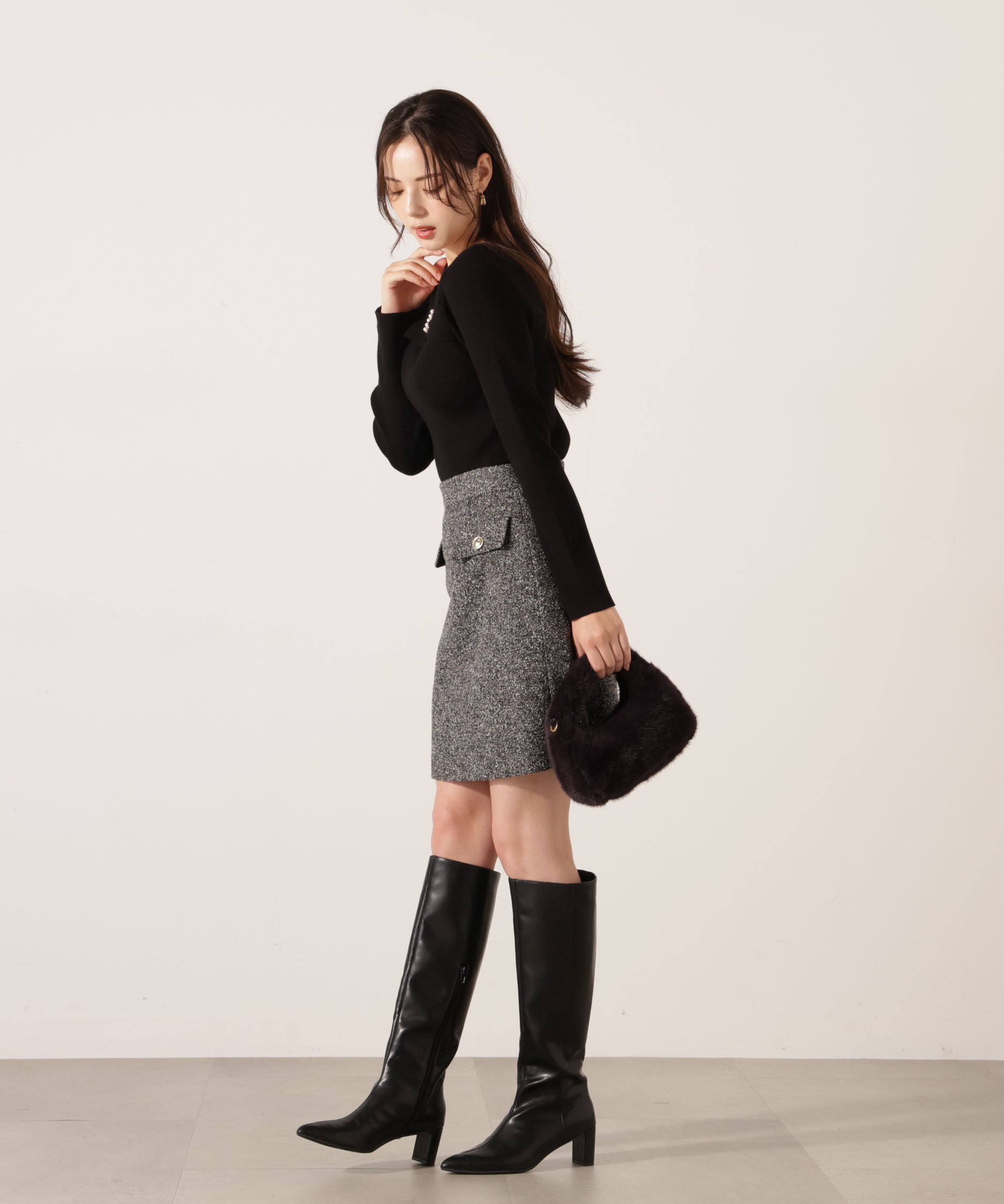 PROPORTION BODY DRESSING「アシメパールデザインニット 25AW」|ニット・セーター|